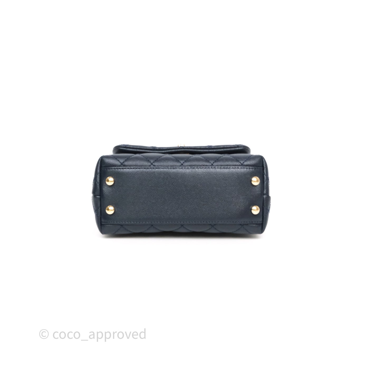 Chanel Mini Coco Handle Quilted Navy Caviar Gold Hardware