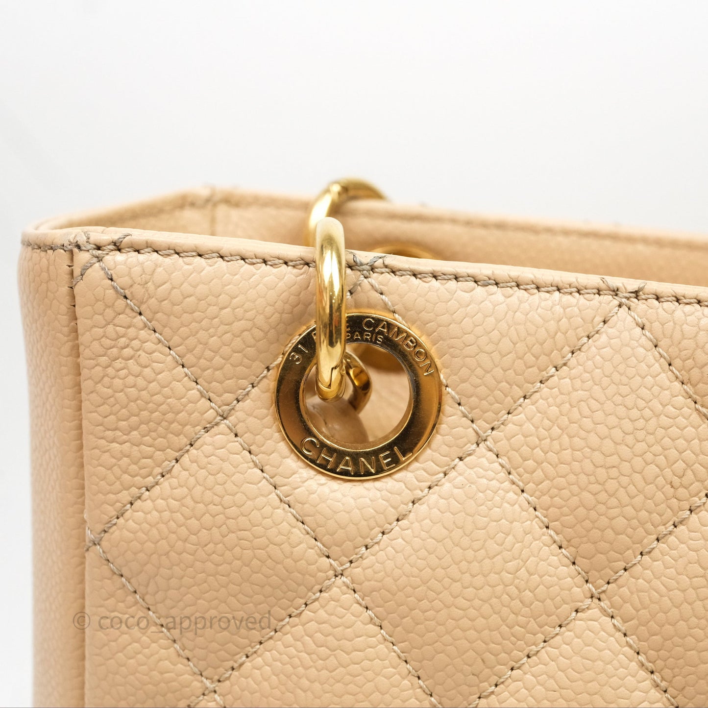 Chanel Vertical GST Beige Caviar Gold Hardware