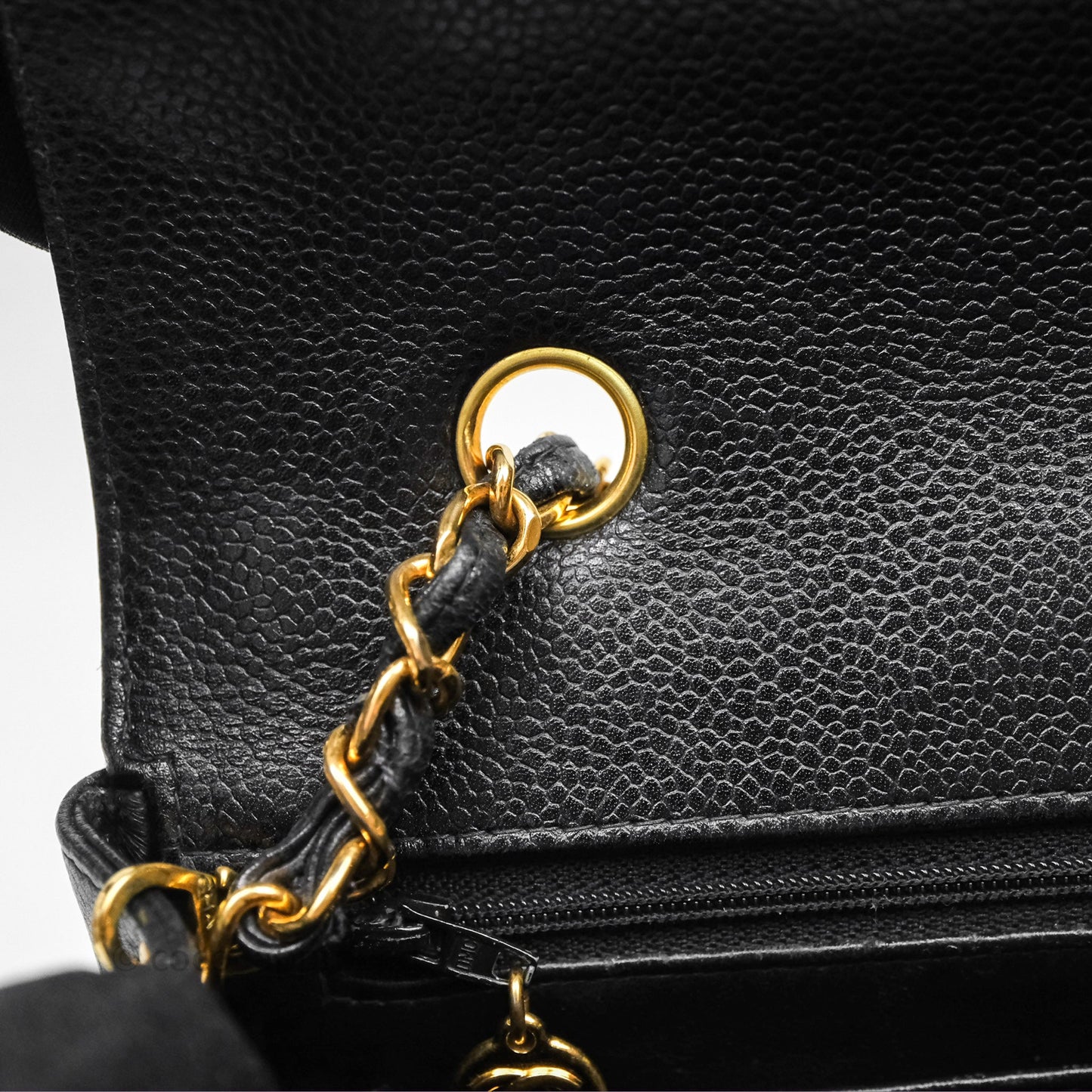 Chanel Vintage Medium Classic Diana Flap Bag Black Caviar 24K Gold Hardware