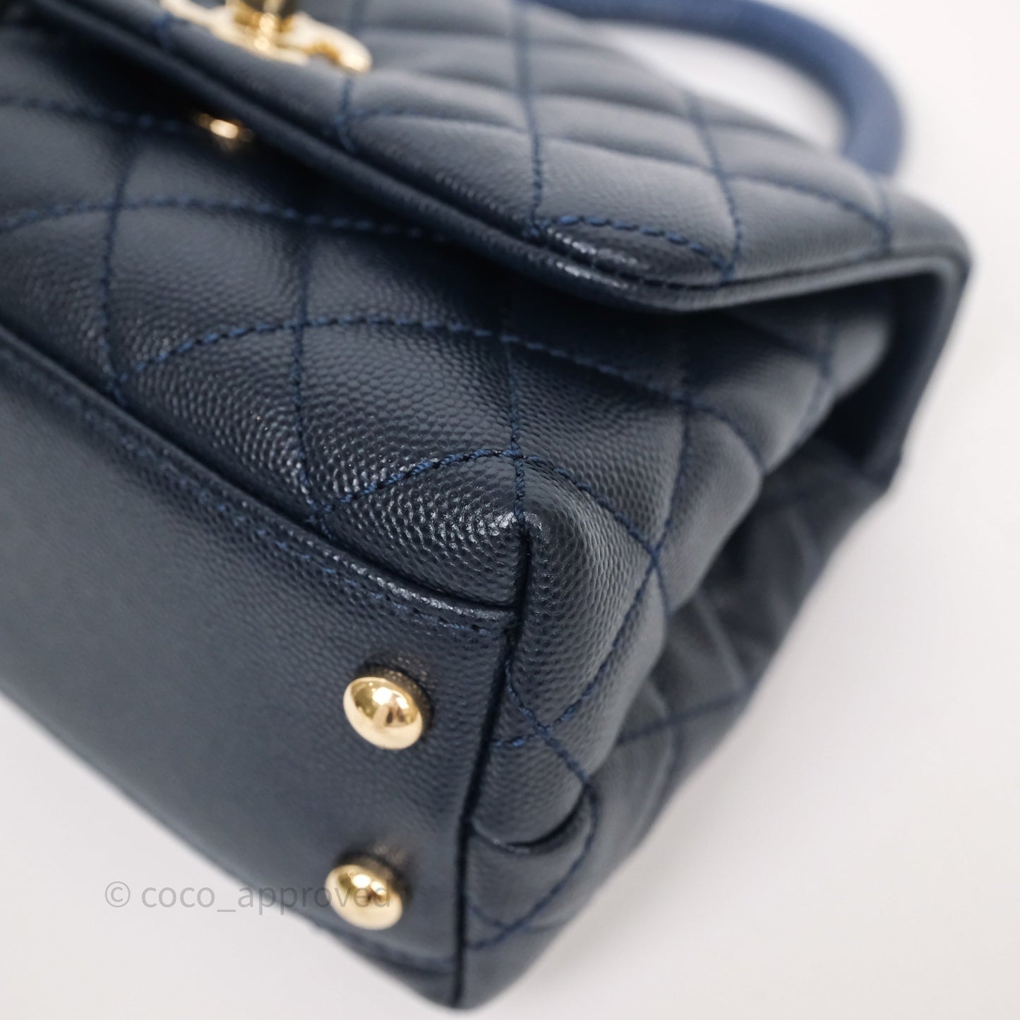 Chanel Mini Coco Handle Quilted Navy Caviar Gold Hardware
