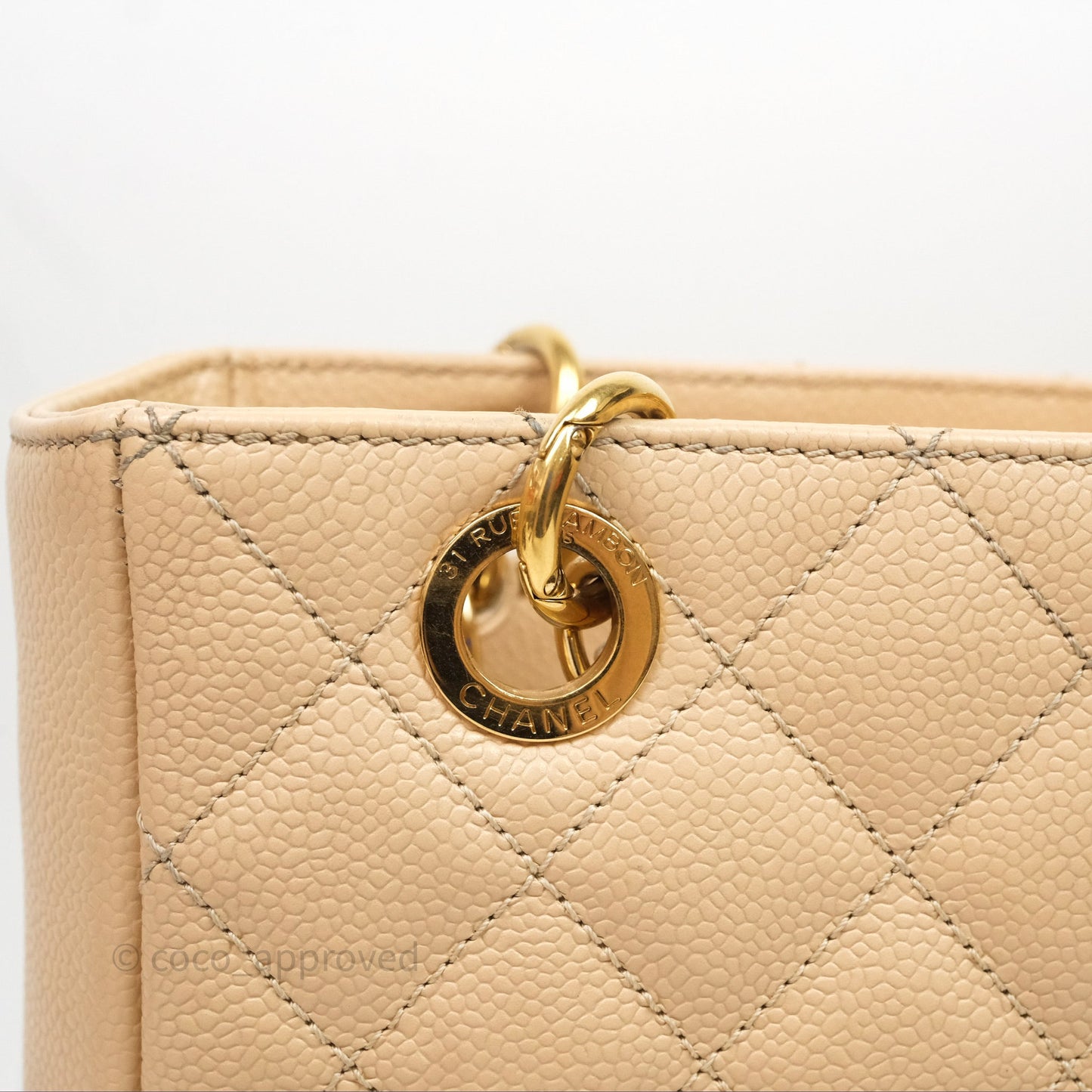 Chanel Vertical GST Beige Caviar Gold Hardware