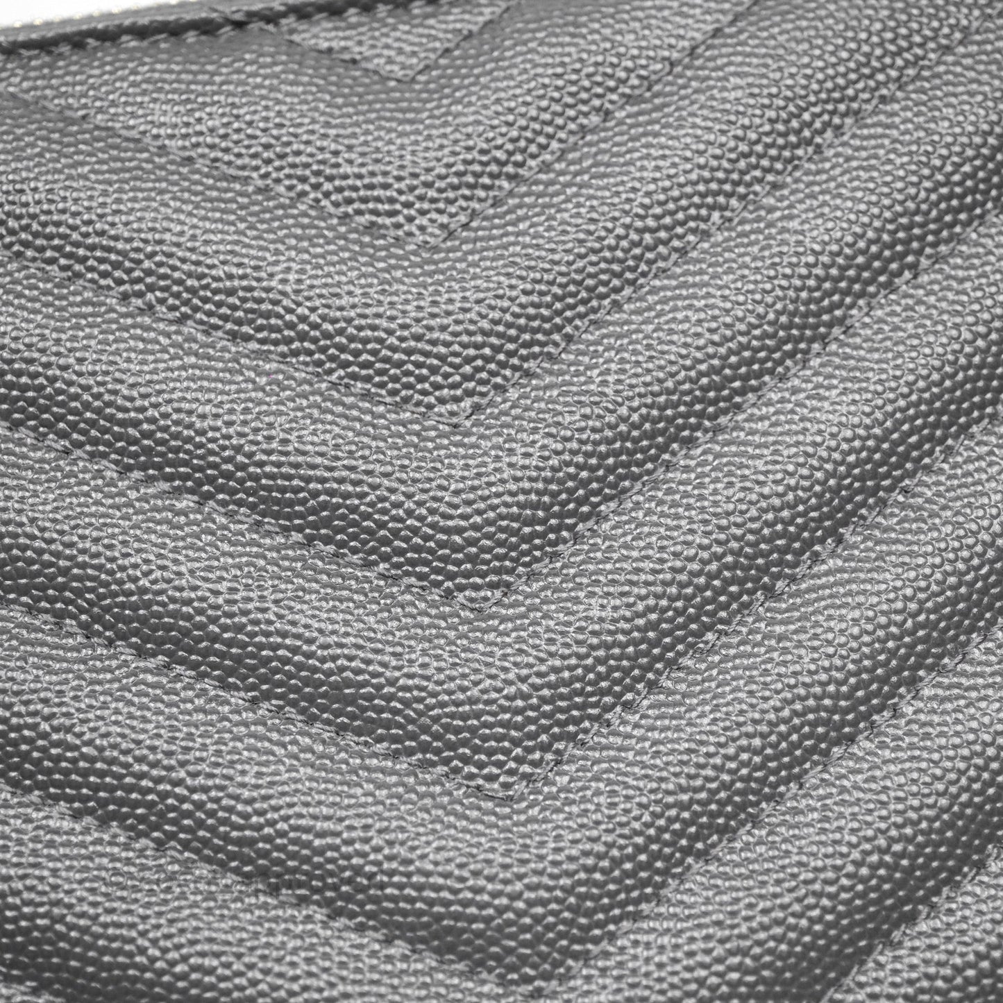 Saint Laurent Cassandre Matelasse Zipped Pouch Dark Grey Gold Hardware