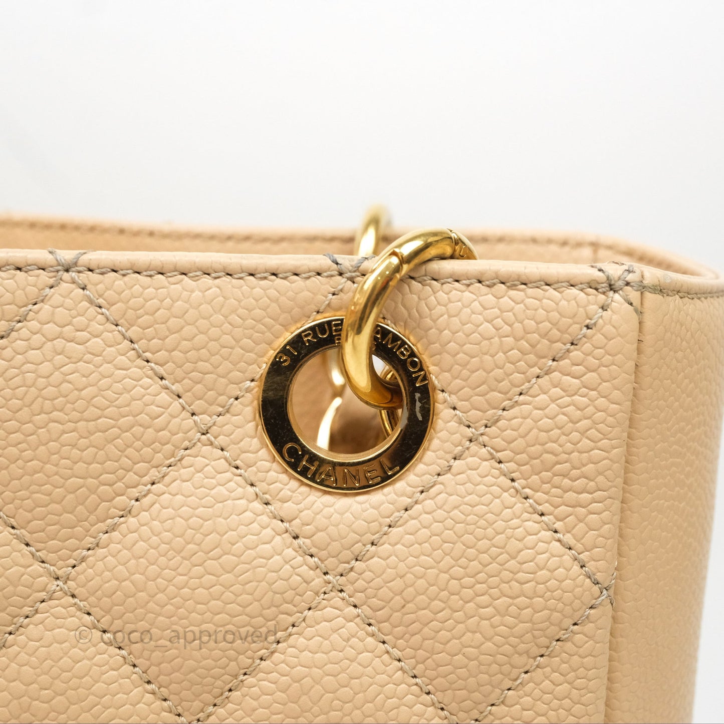 Chanel Vertical GST Beige Caviar Gold Hardware
