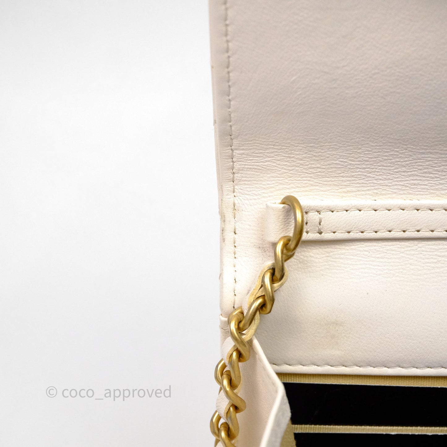Chanel Quilted Pearl Crush Wallet on Chain WOC Ivory White Lambskin Aged Gold Hardware