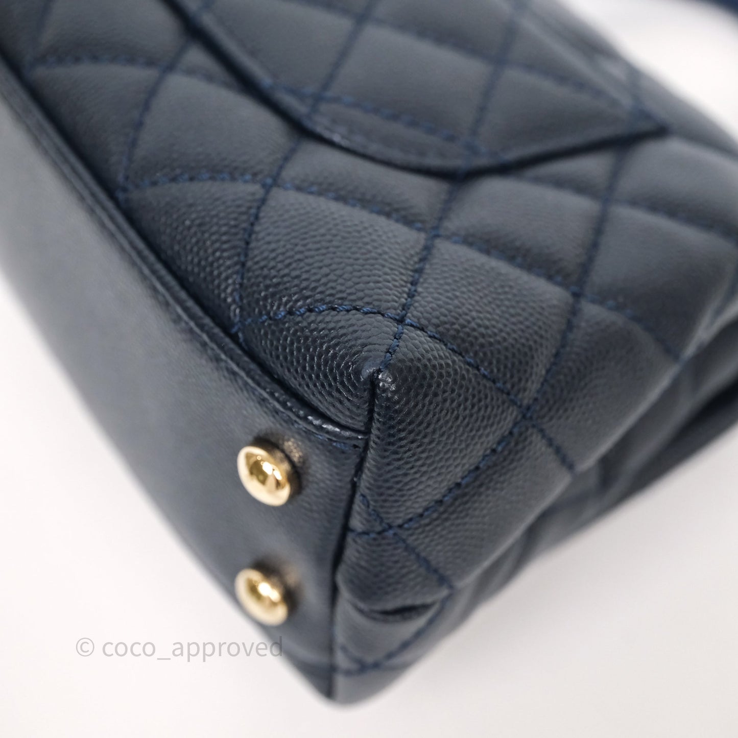 Chanel Mini Coco Handle Quilted Navy Caviar Gold Hardware