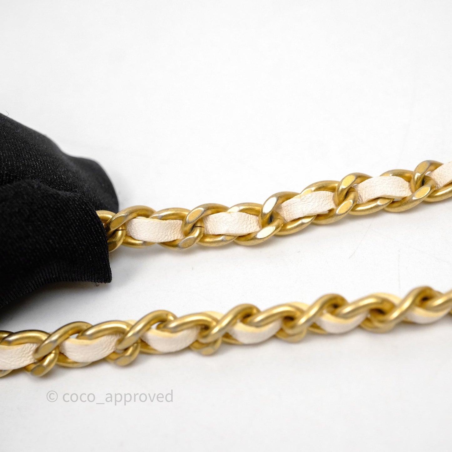 Chanel Quilted Pearl Crush Wallet on Chain WOC Ivory White Lambskin Aged Gold Hardware