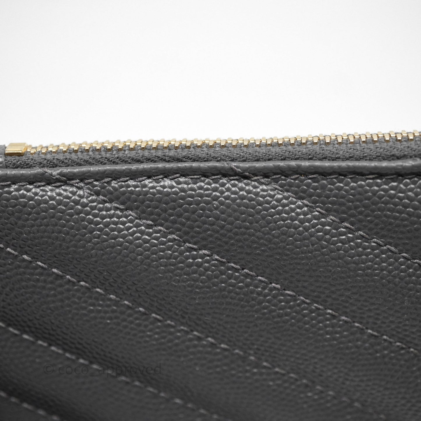 Saint Laurent Cassandre Matelasse Zipped Pouch Dark Grey Gold Hardware