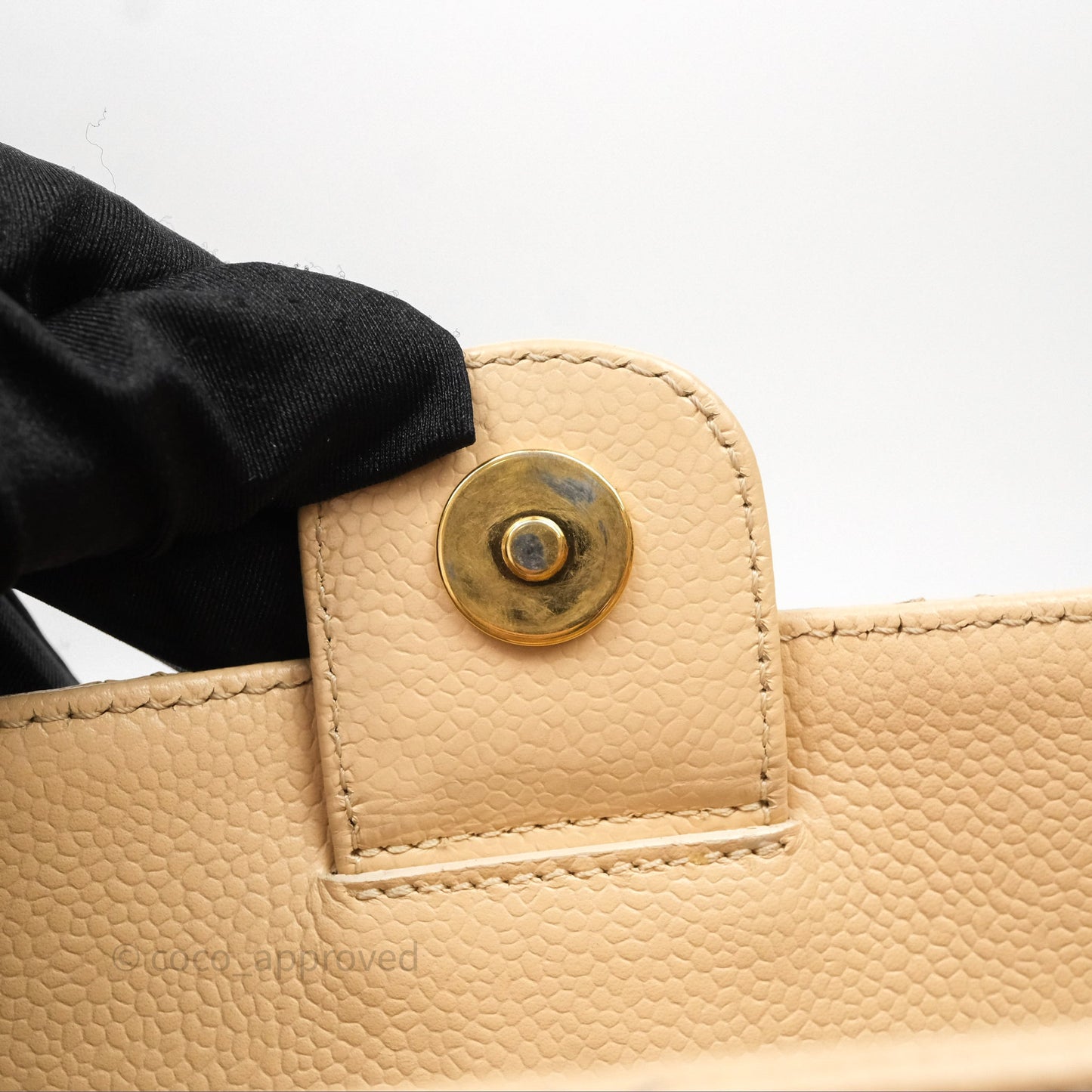 Chanel Vertical GST Beige Caviar Gold Hardware