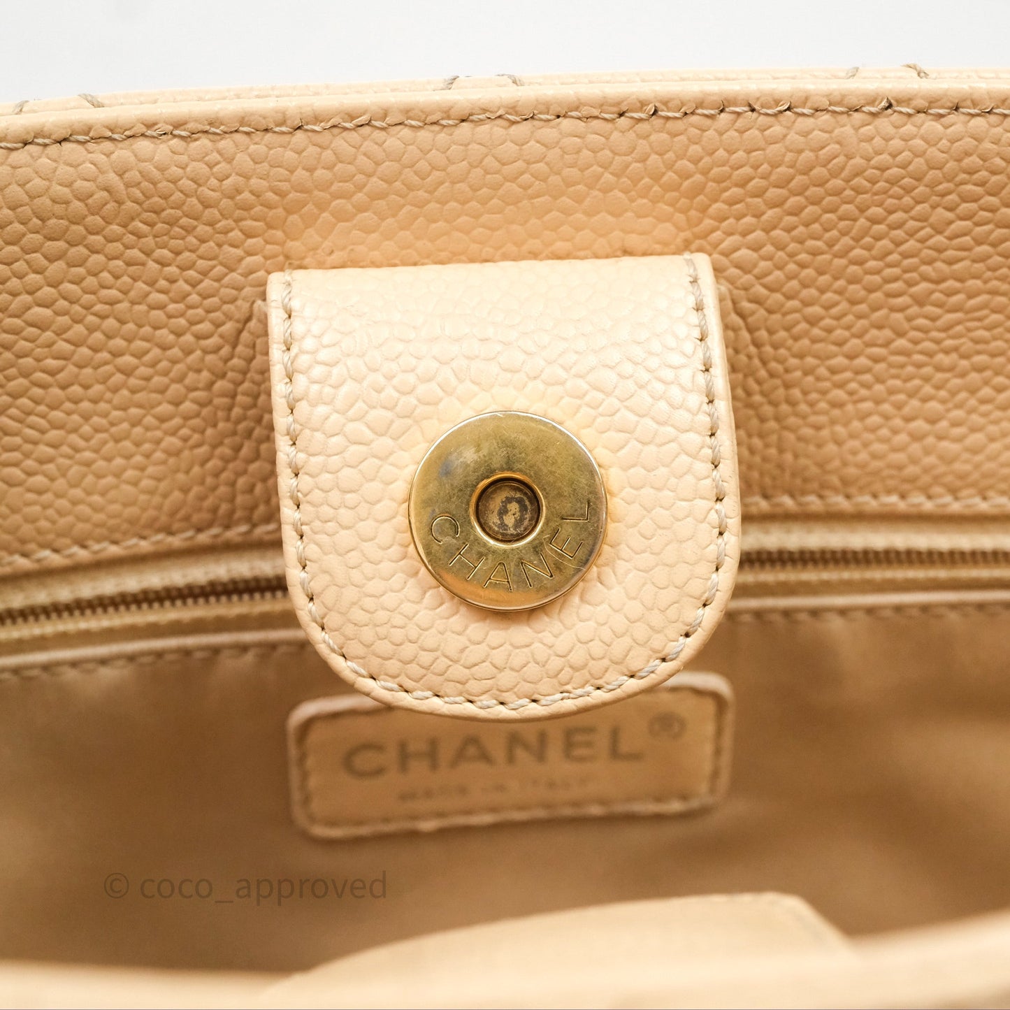 Chanel Vertical GST Beige Caviar Gold Hardware