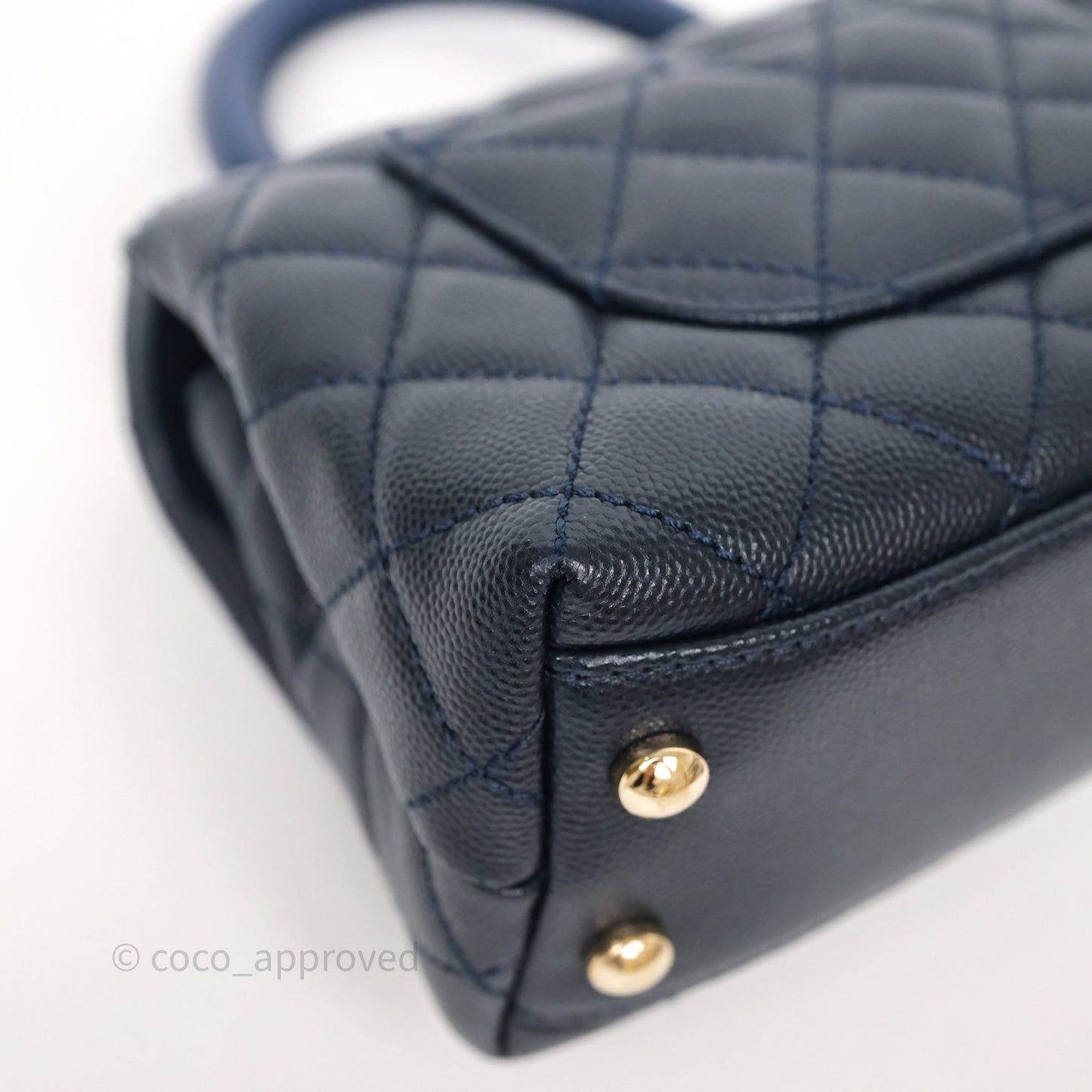 Chanel Mini Coco Handle Quilted Navy Caviar Gold Hardware