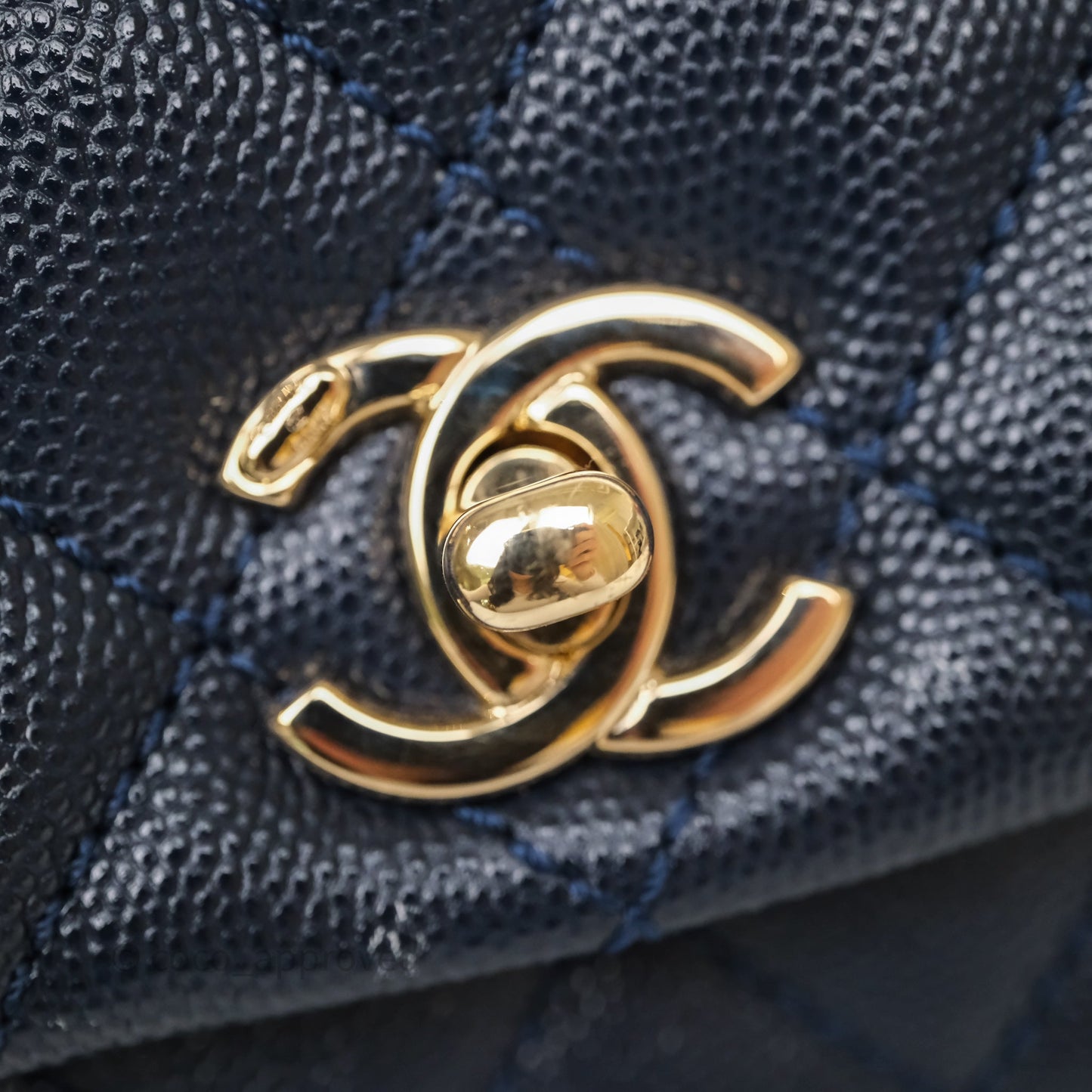 Chanel Mini Coco Handle Quilted Navy Caviar Gold Hardware