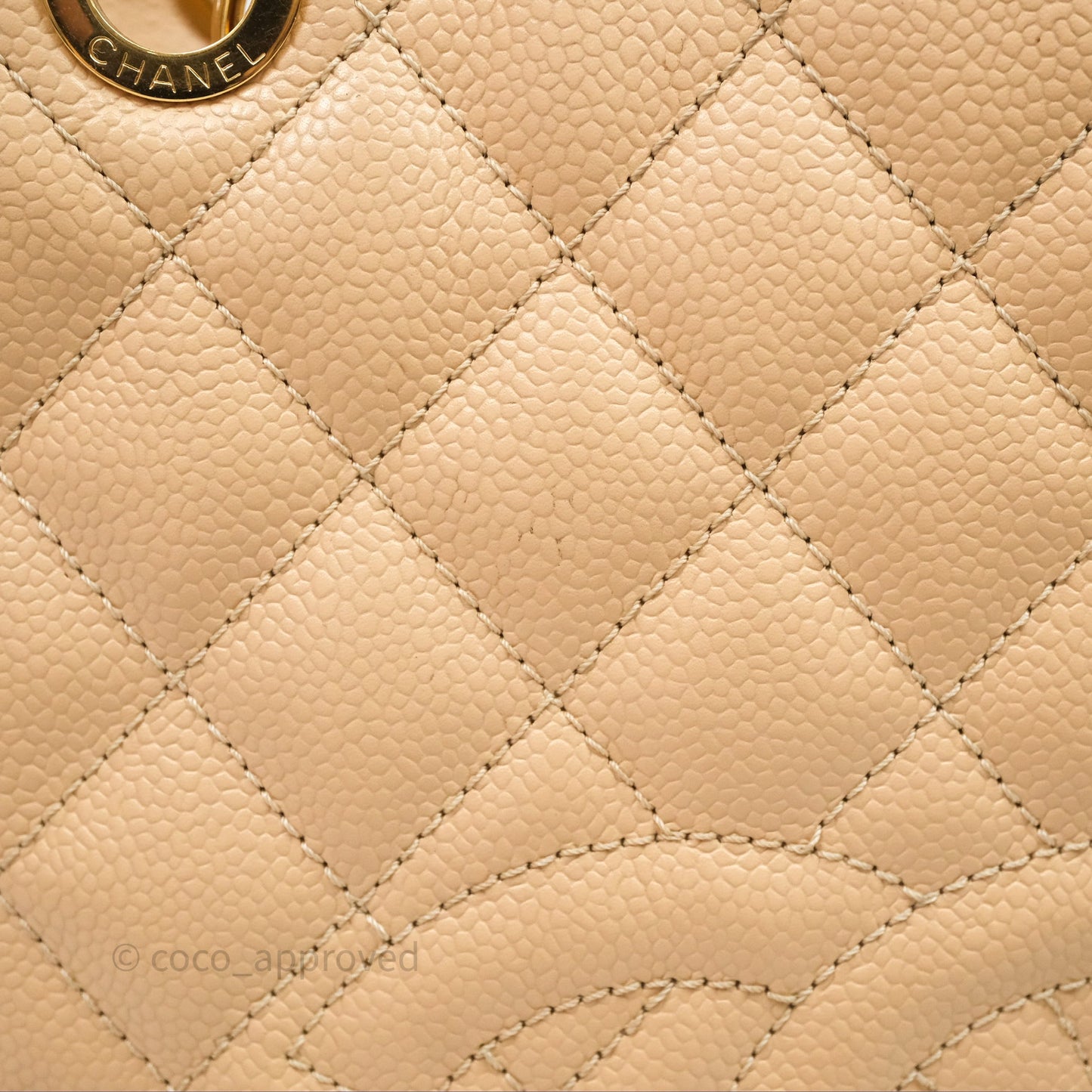 Chanel Vertical GST Beige Caviar Gold Hardware