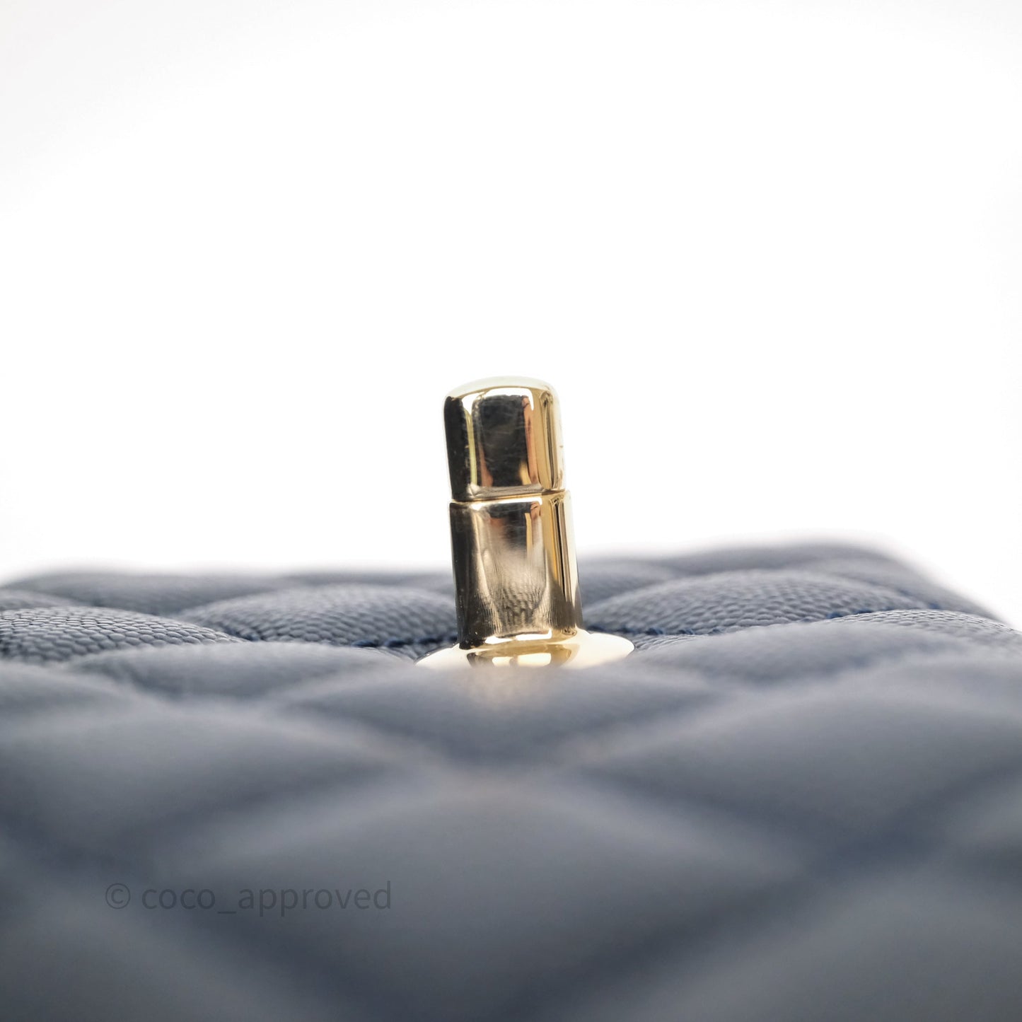 Chanel Mini Coco Handle Quilted Navy Caviar Gold Hardware
