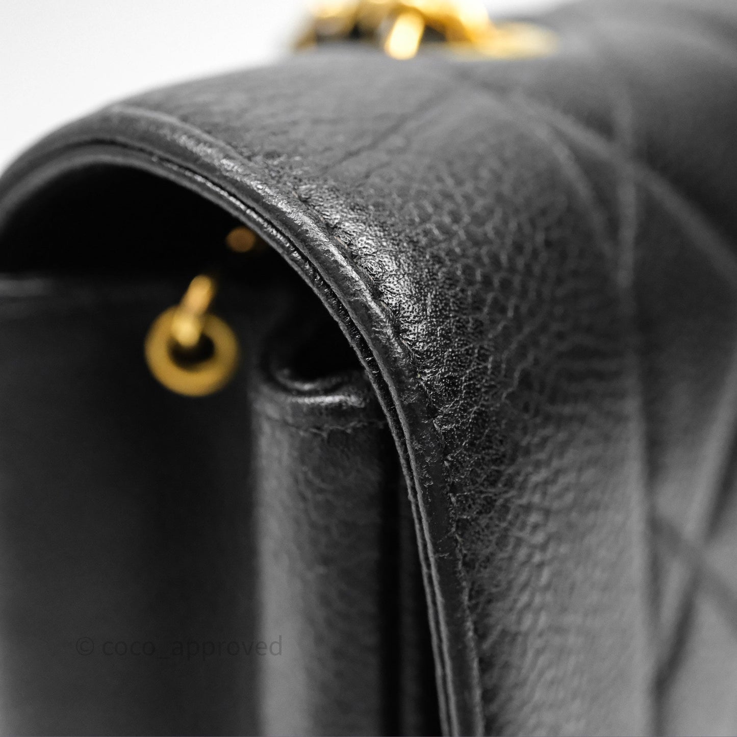 Chanel Vintage Medium Classic Diana Flap Bag Black Caviar 24K Gold Hardware