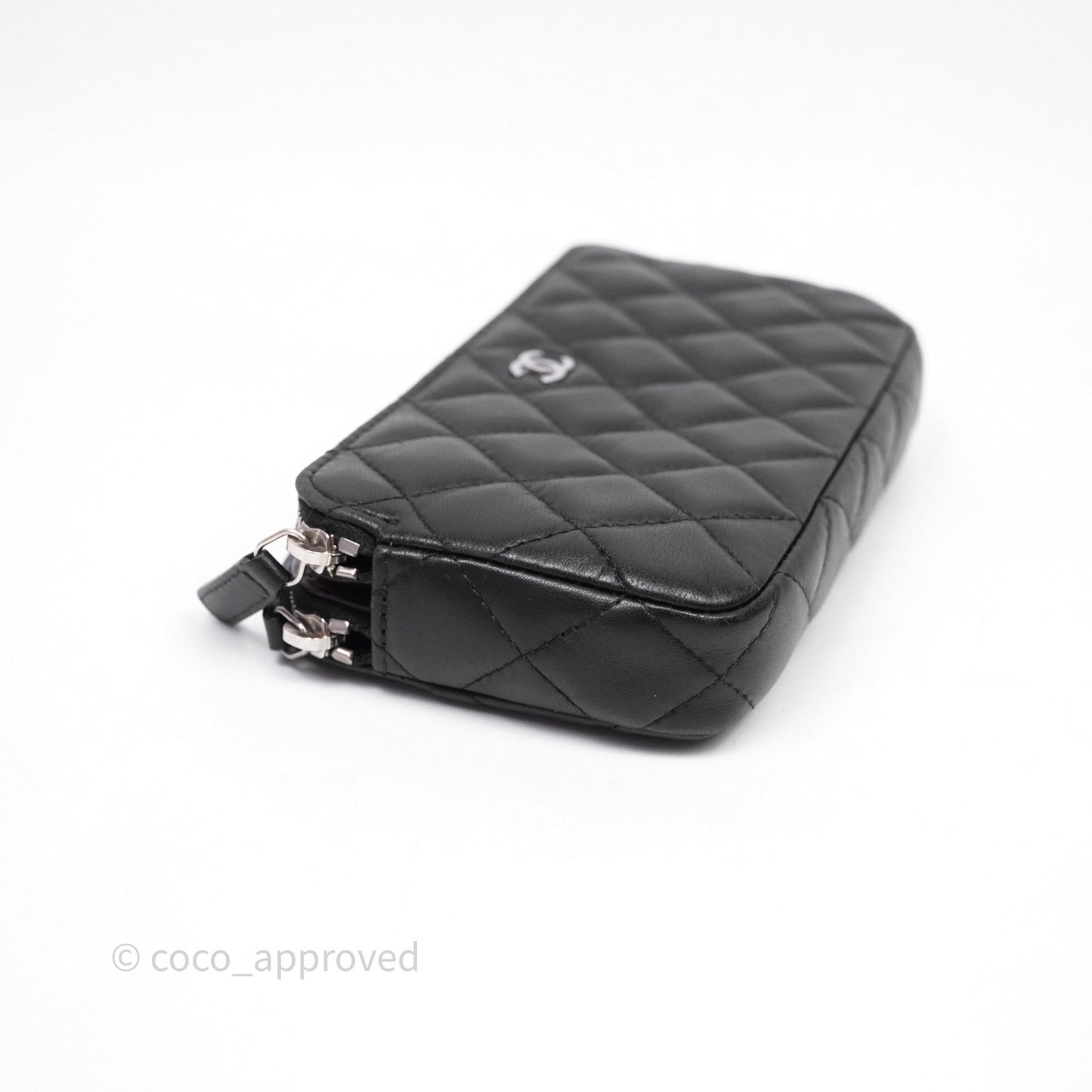 Chanel Clutch with Chain Black Lambskin Silver Hardware