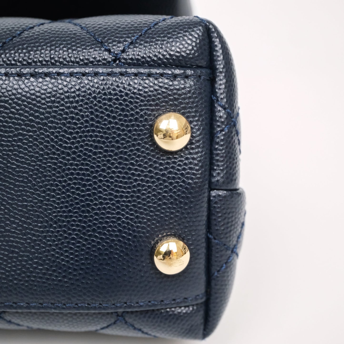 Chanel Mini Coco Handle Quilted Navy Caviar Gold Hardware