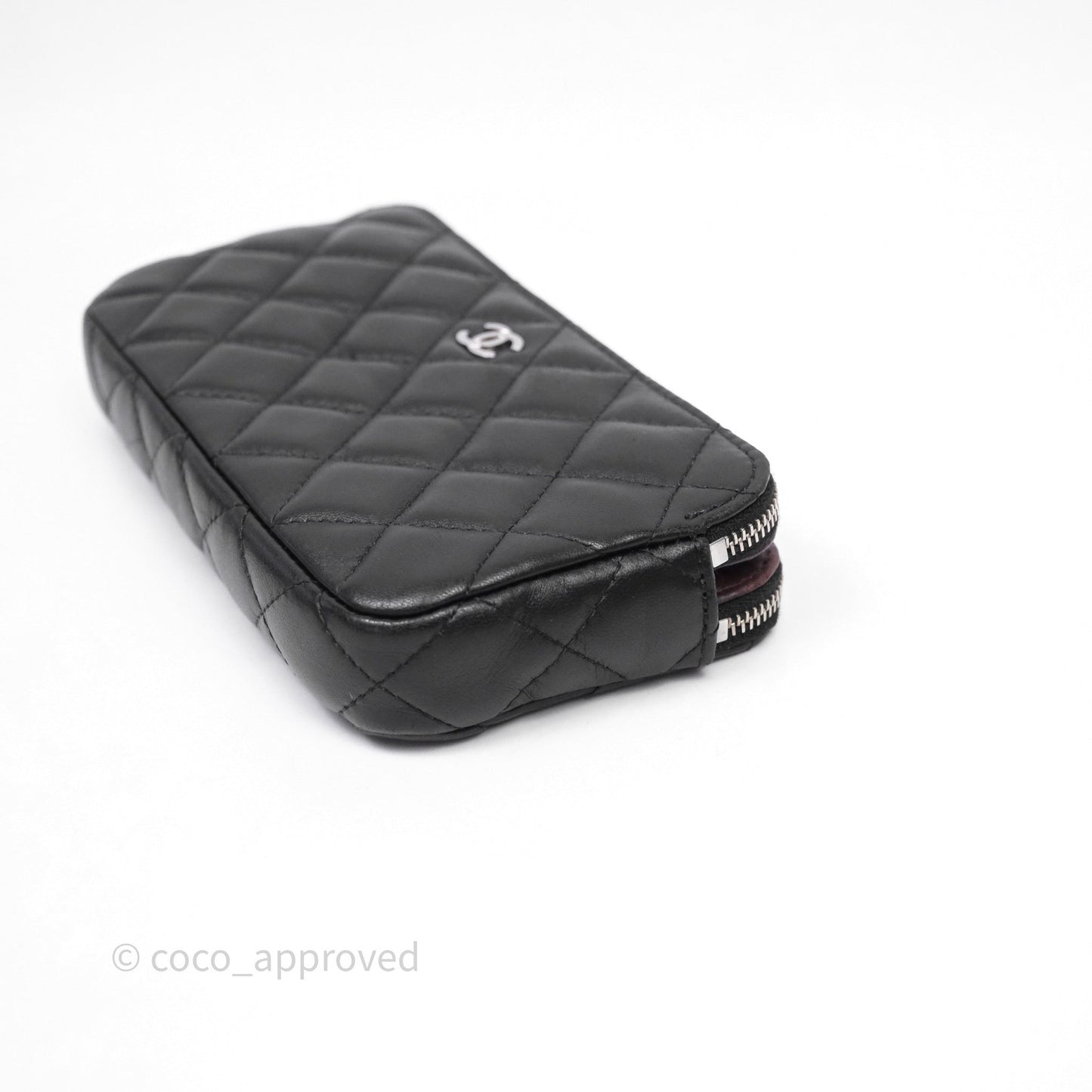 Chanel Clutch with Chain Black Lambskin Silver Hardware