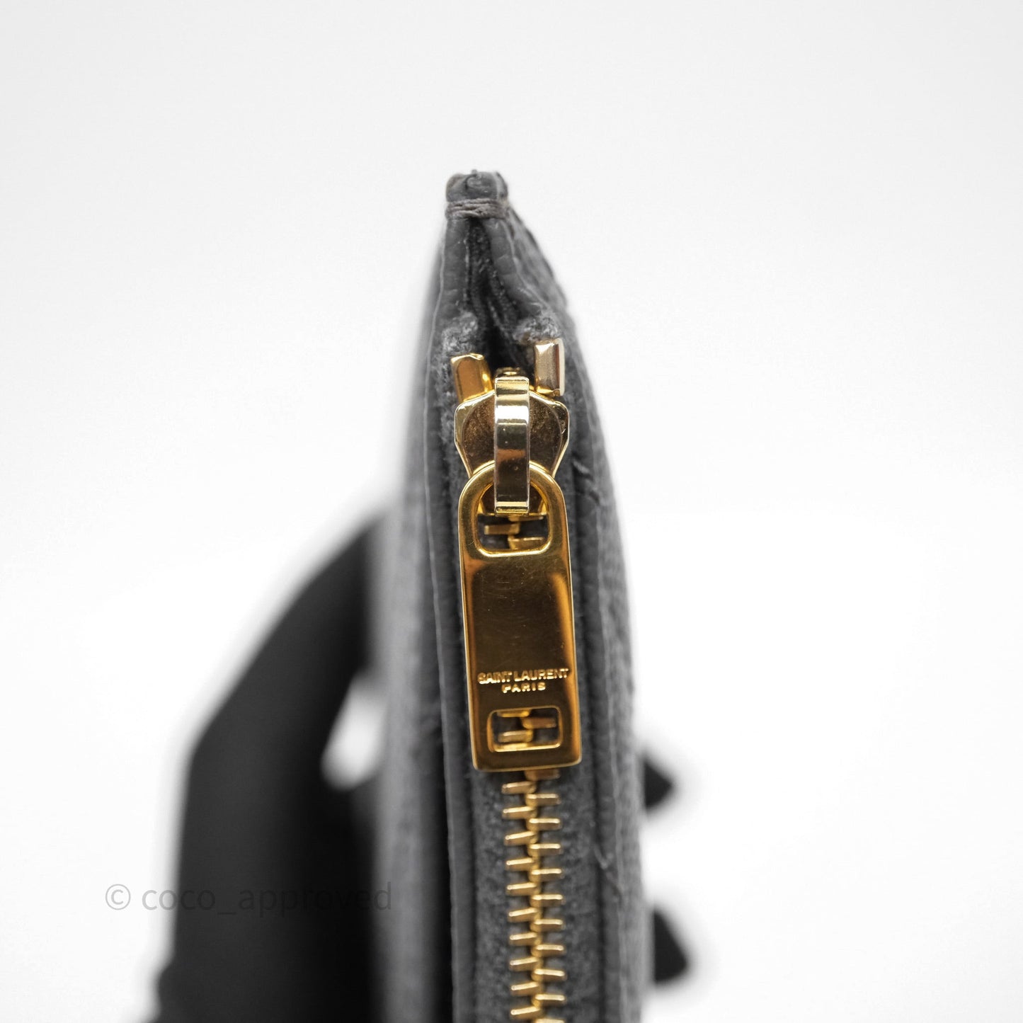 Saint Laurent Cassandre Matelasse Zipped Pouch Dark Grey Gold Hardware