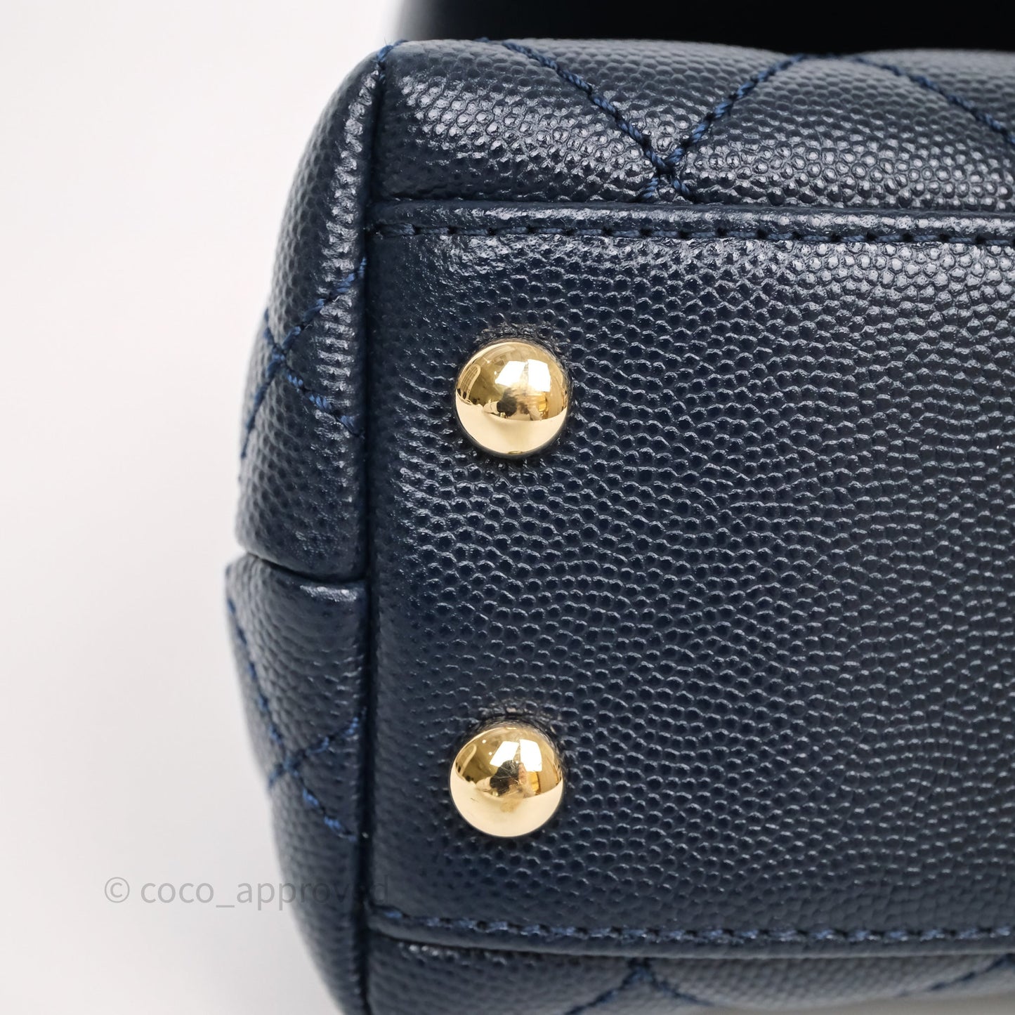 Chanel Mini Coco Handle Quilted Navy Caviar Gold Hardware