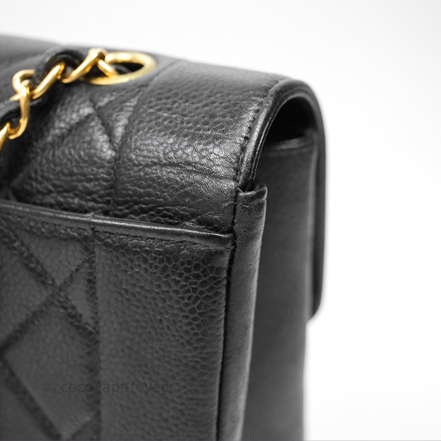 Chanel Vintage Medium Classic Diana Flap Bag Black Caviar 24K Gold Hardware