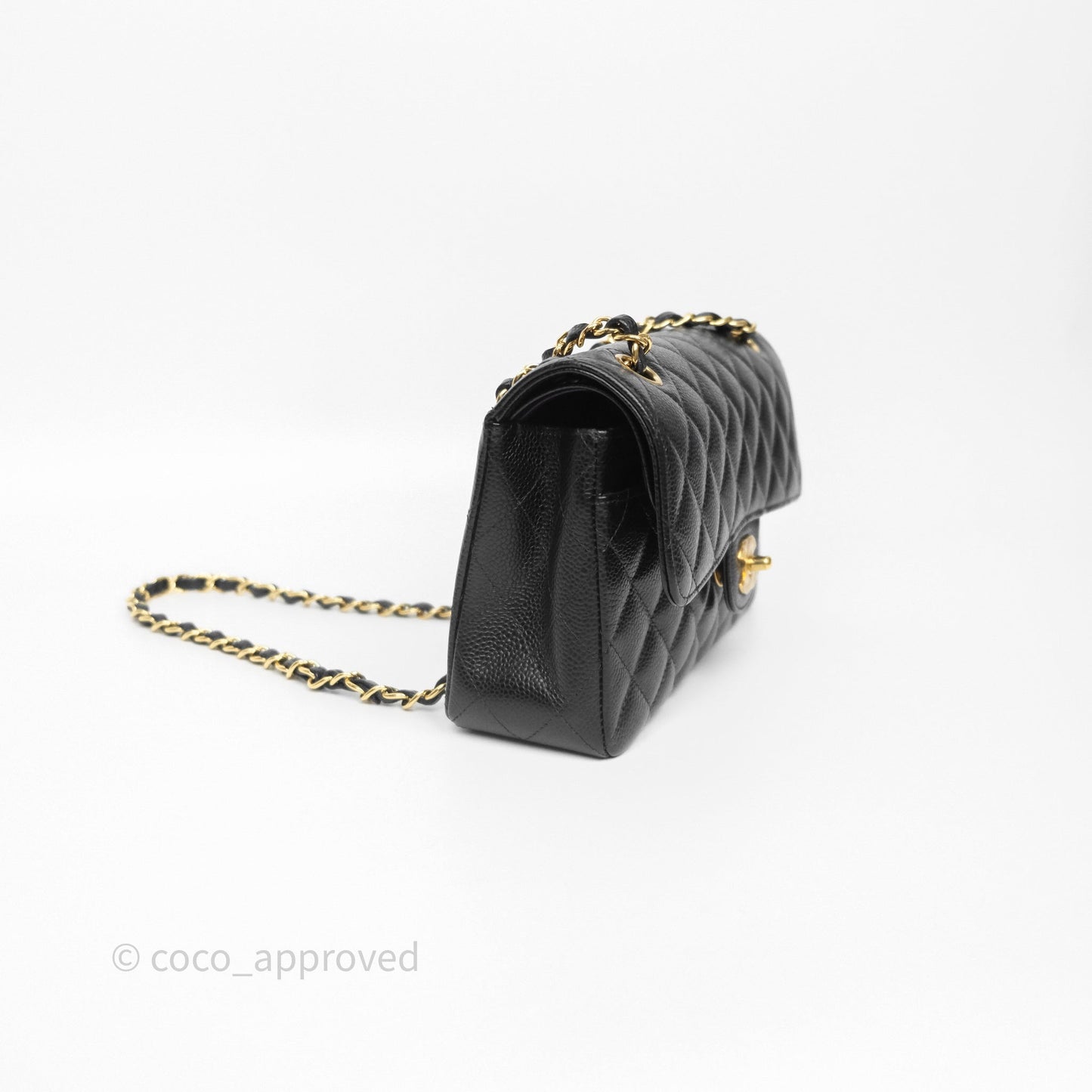 Chanel Small Classic Flap Quilted Black Caviar Gold Hardware