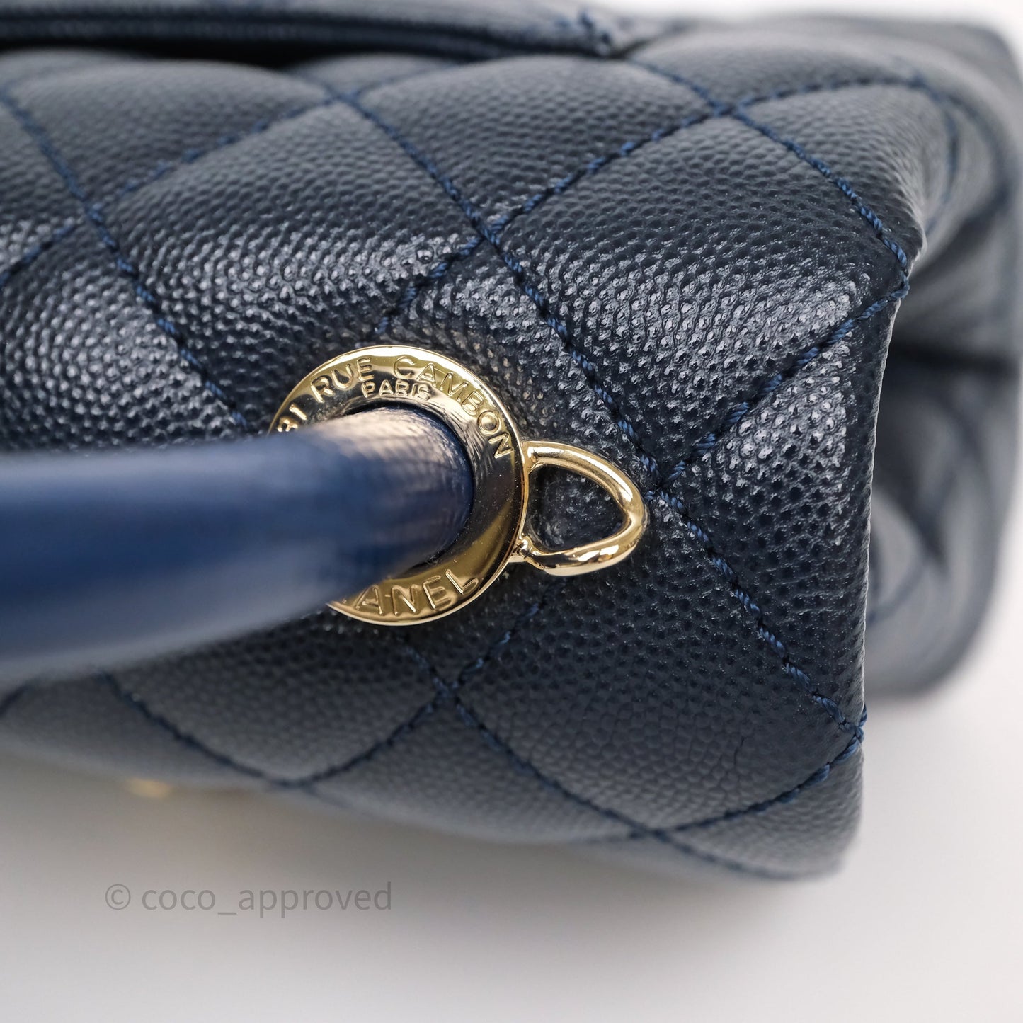 Chanel Mini Coco Handle Quilted Navy Caviar Gold Hardware