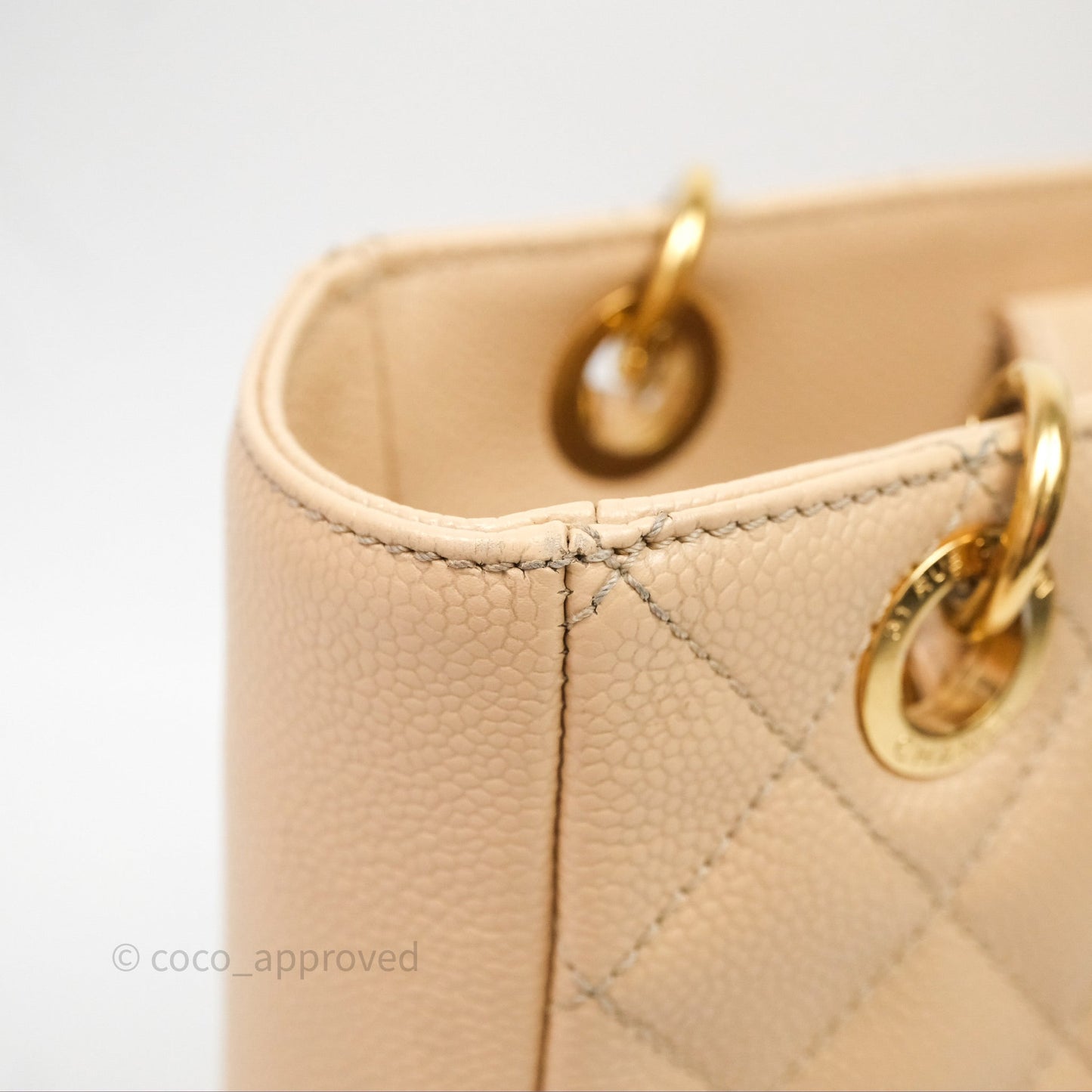 Chanel Vertical GST Beige Caviar Gold Hardware