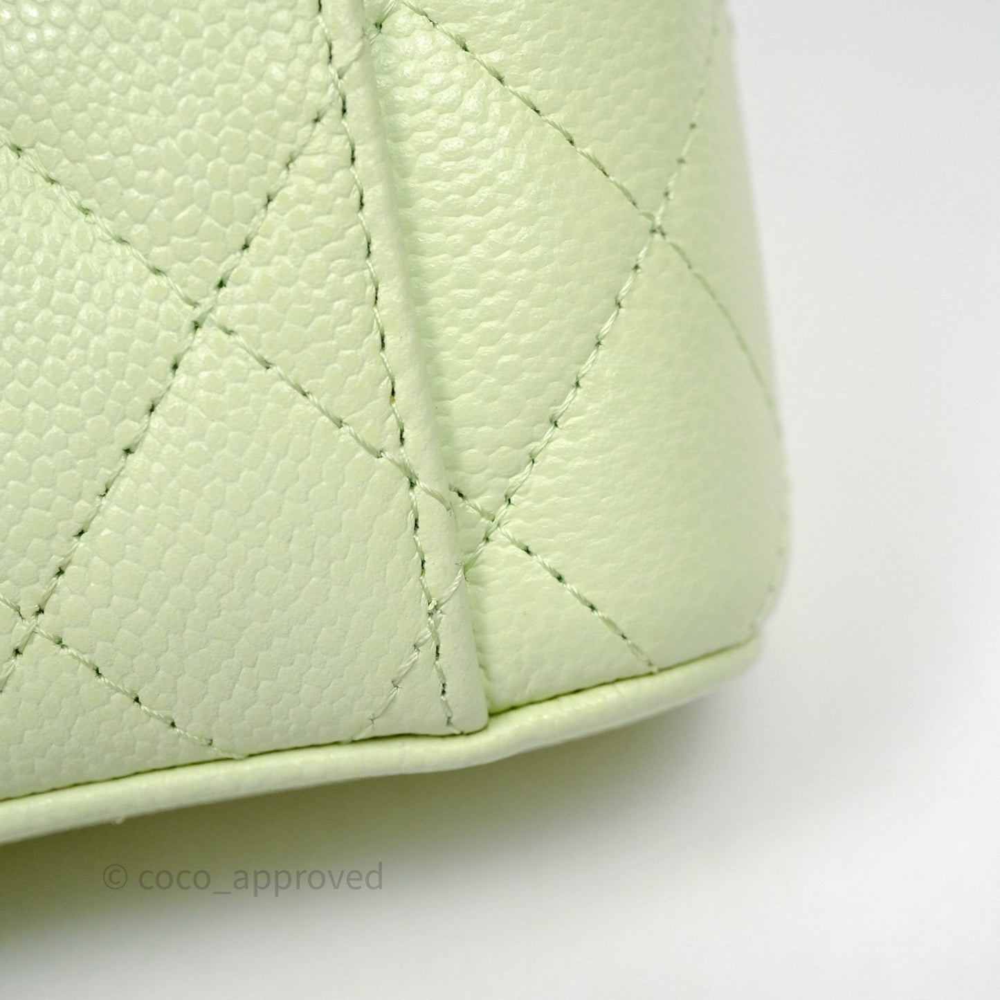 Chanel Quilted Mini Handle With Care Vanity Case With Chain Green Caviar Gold Hardware