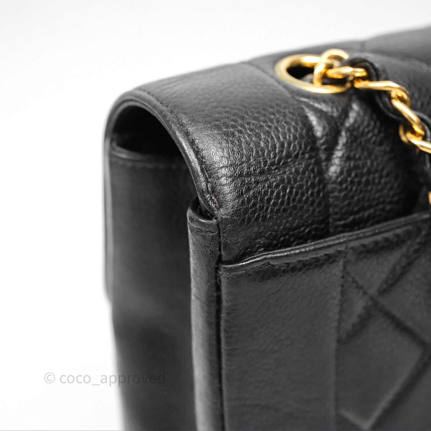Chanel Vintage Medium Classic Diana Flap Bag Black Caviar 24K Gold Hardware