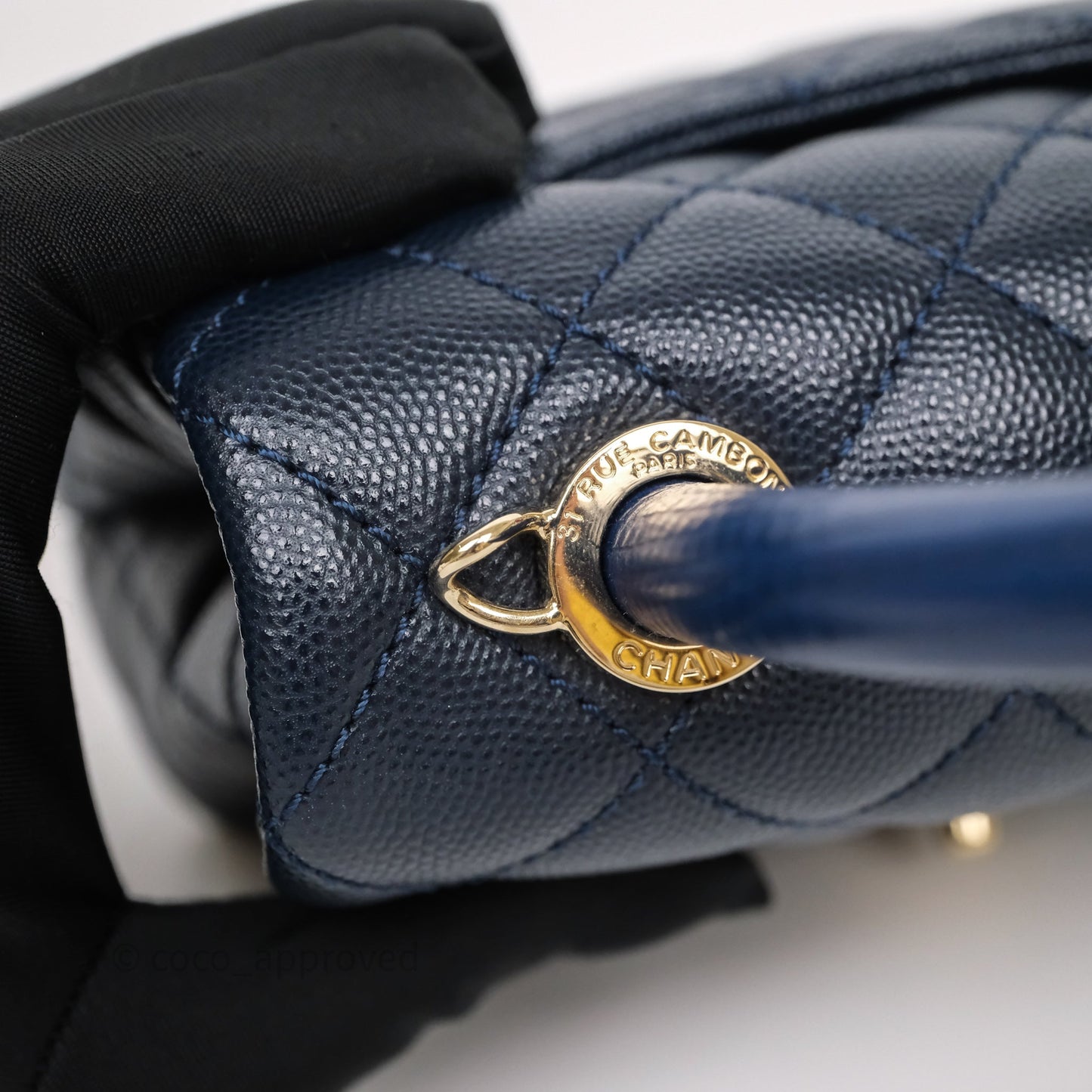 Chanel Mini Coco Handle Quilted Navy Caviar Gold Hardware