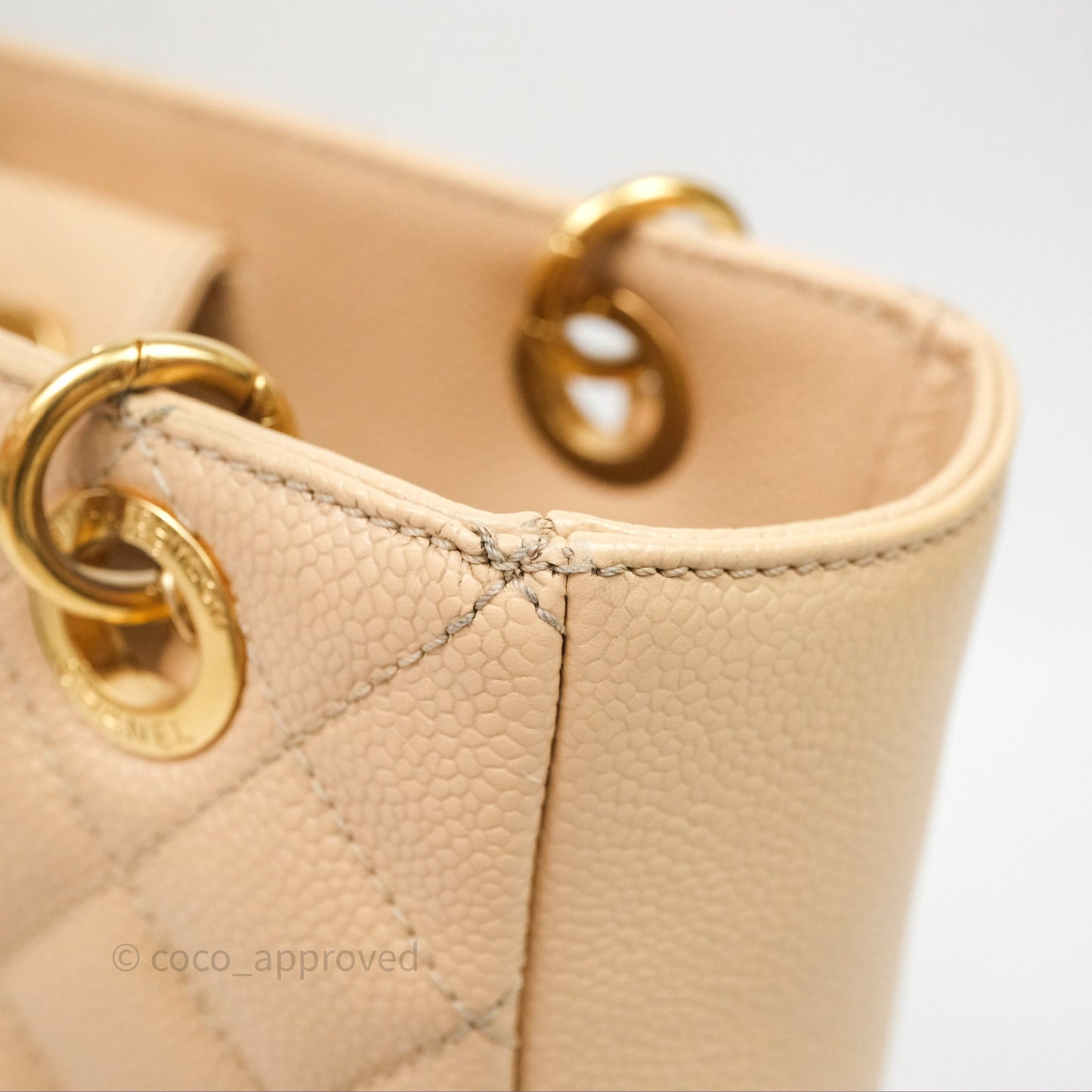 Chanel Vertical GST Beige Caviar Gold Hardware