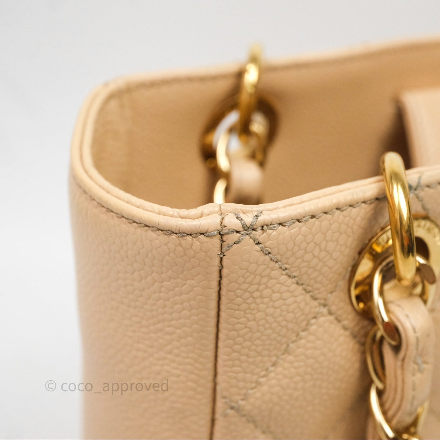 Chanel Vertical GST Beige Caviar Gold Hardware