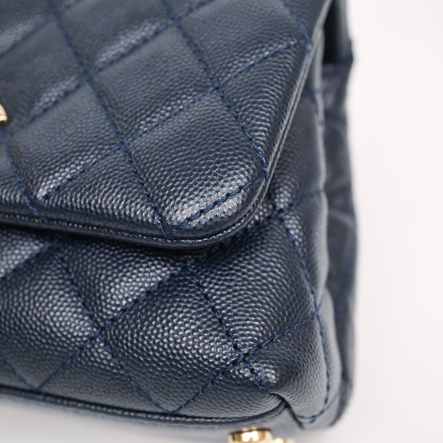 Chanel Mini Coco Handle Quilted Navy Caviar Gold Hardware