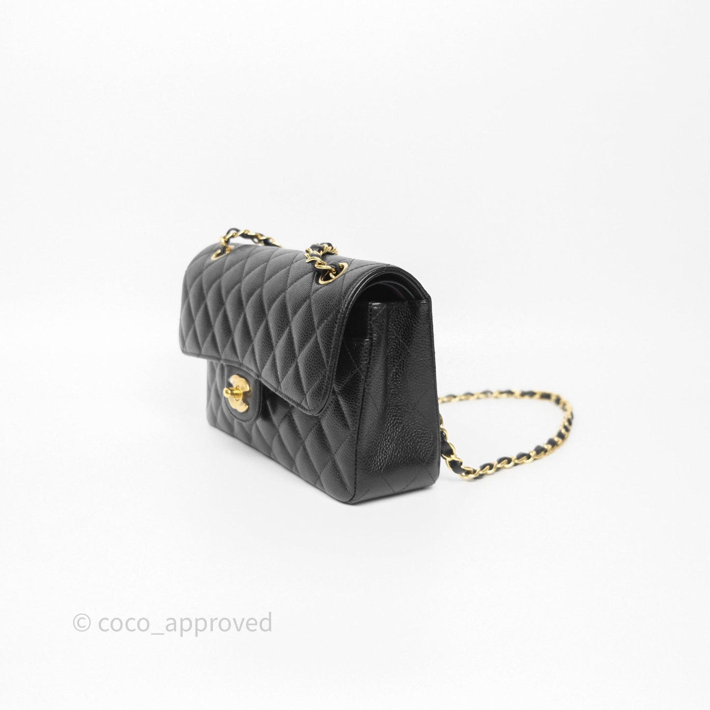 Chanel Small Classic Flap Quilted Black Caviar Gold Hardware
