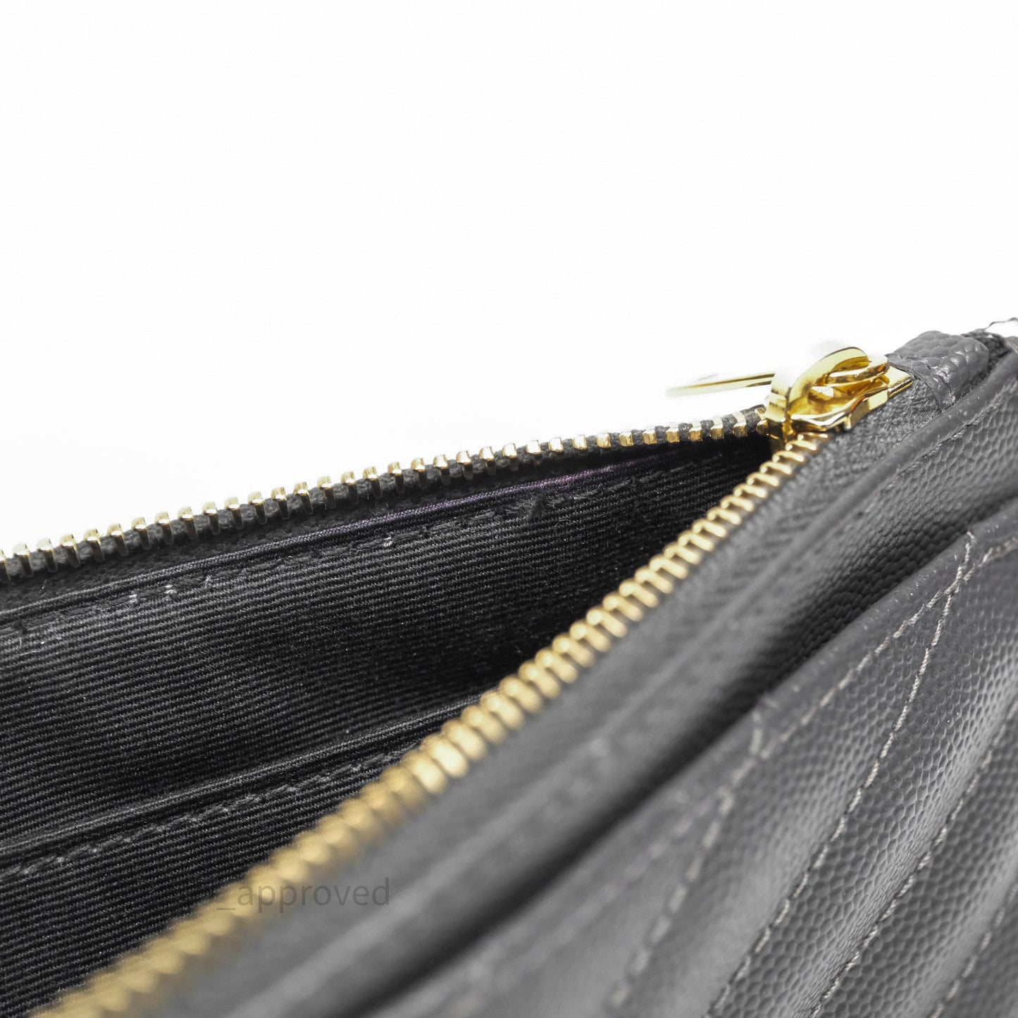 Saint Laurent Cassandre Matelasse Zipped Pouch Dark Grey Gold Hardware