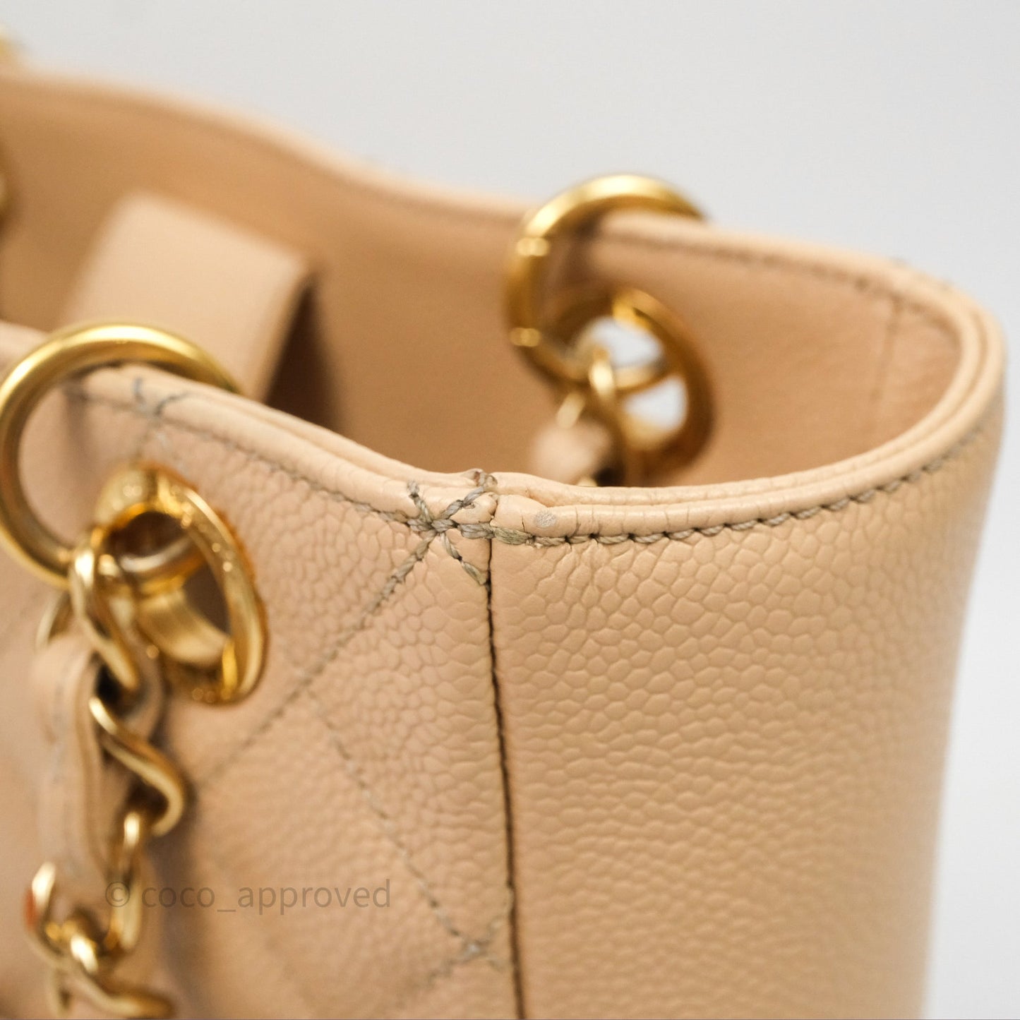Chanel Vertical GST Beige Caviar Gold Hardware