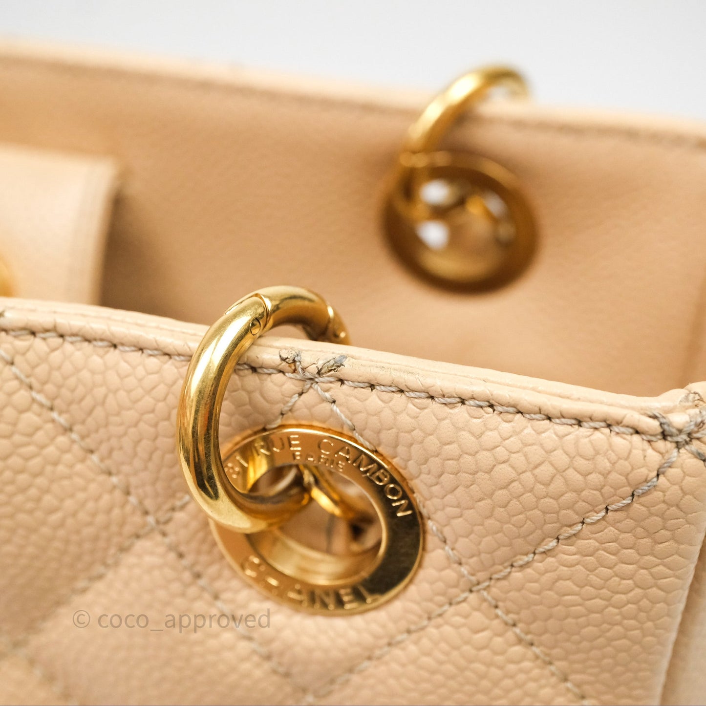 Chanel Vertical GST Beige Caviar Gold Hardware