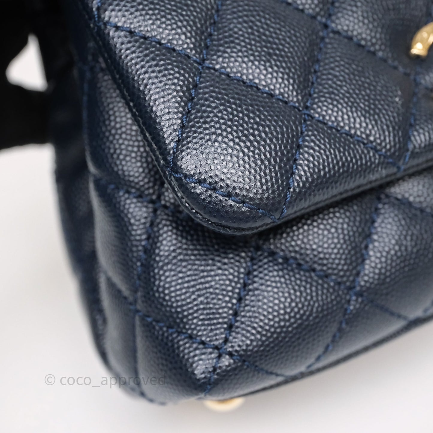 Chanel Mini Coco Handle Quilted Navy Caviar Gold Hardware