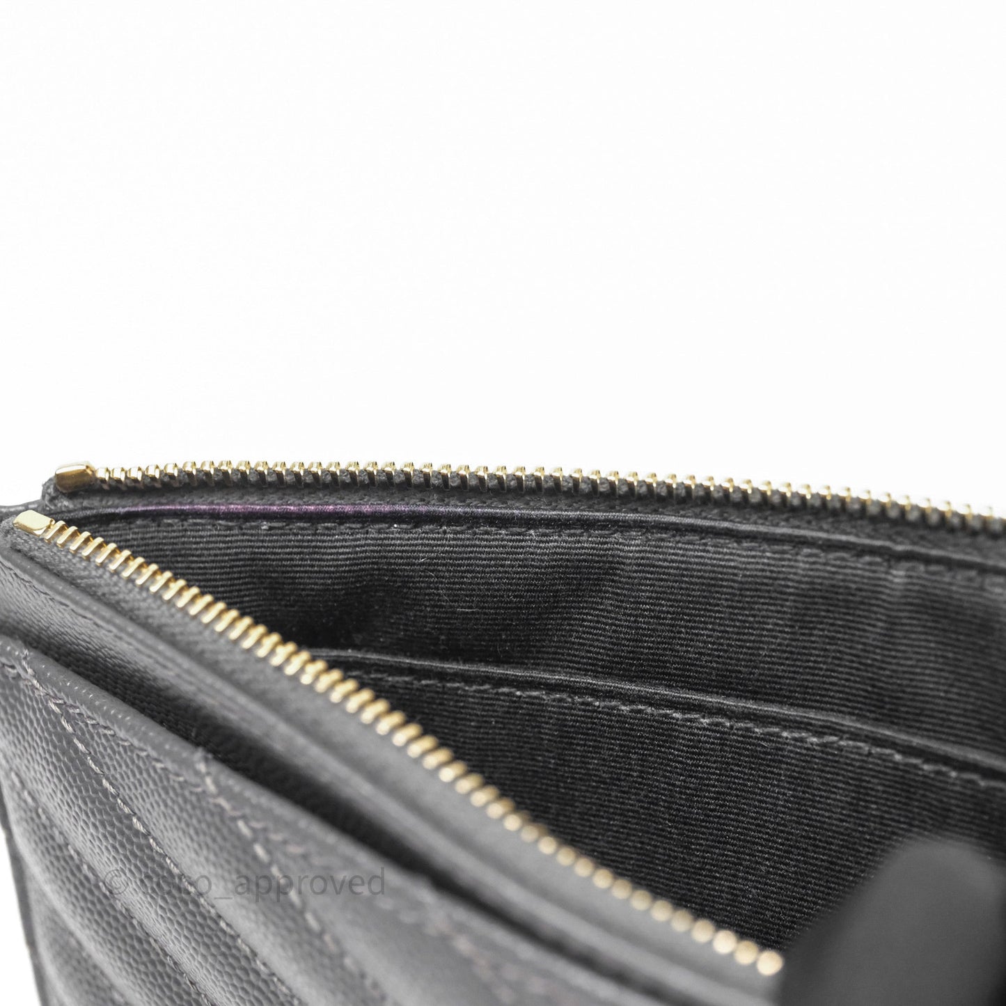 Saint Laurent Cassandre Matelasse Zipped Pouch Dark Grey Gold Hardware