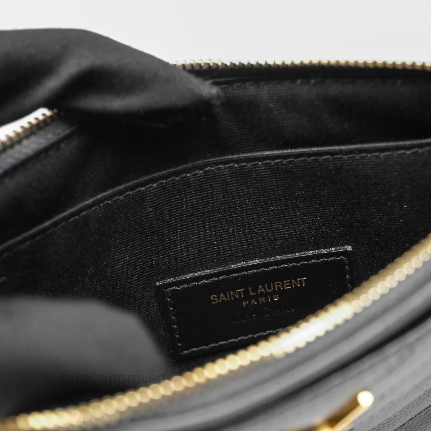 Saint Laurent Cassandre Matelasse Zipped Pouch Dark Grey Gold Hardware