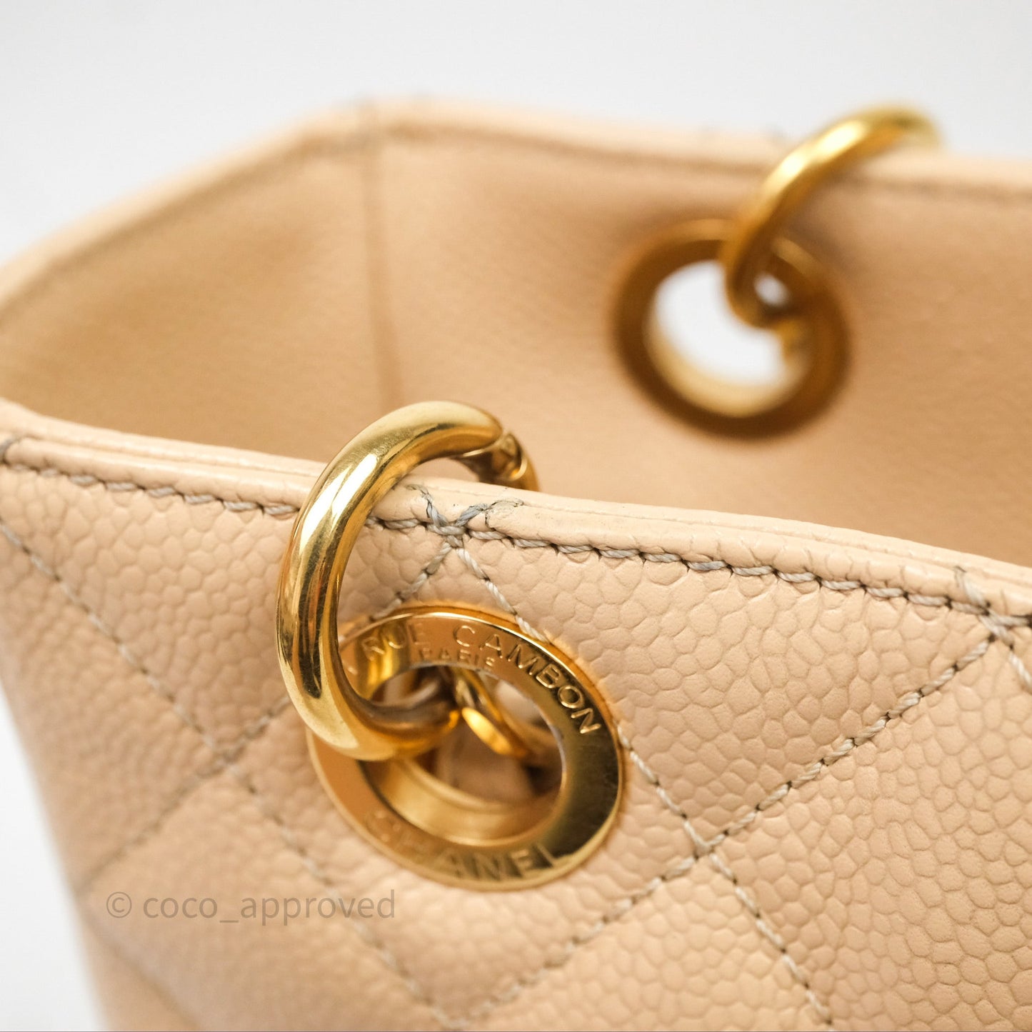 Chanel Vertical GST Beige Caviar Gold Hardware