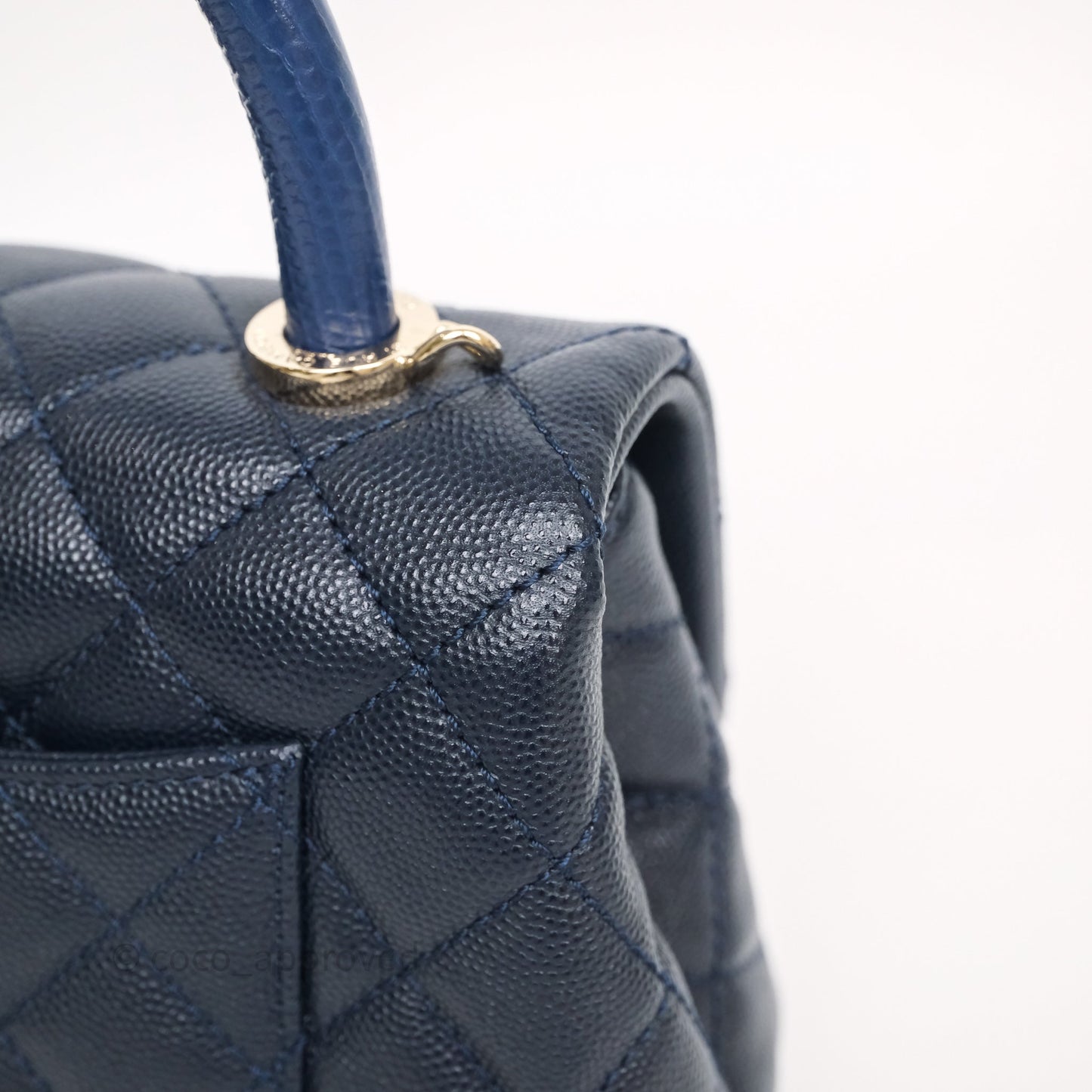 Chanel Mini Coco Handle Quilted Navy Caviar Gold Hardware