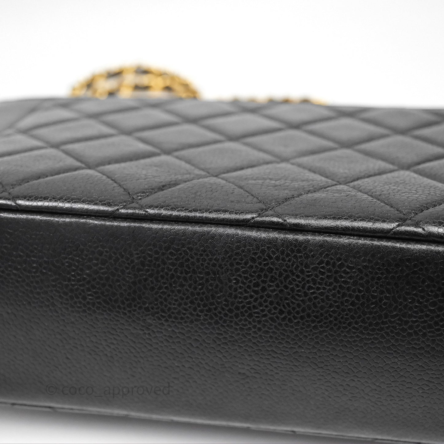 Chanel Vintage Medium Classic Diana Flap Bag Black Caviar 24K Gold Hardware