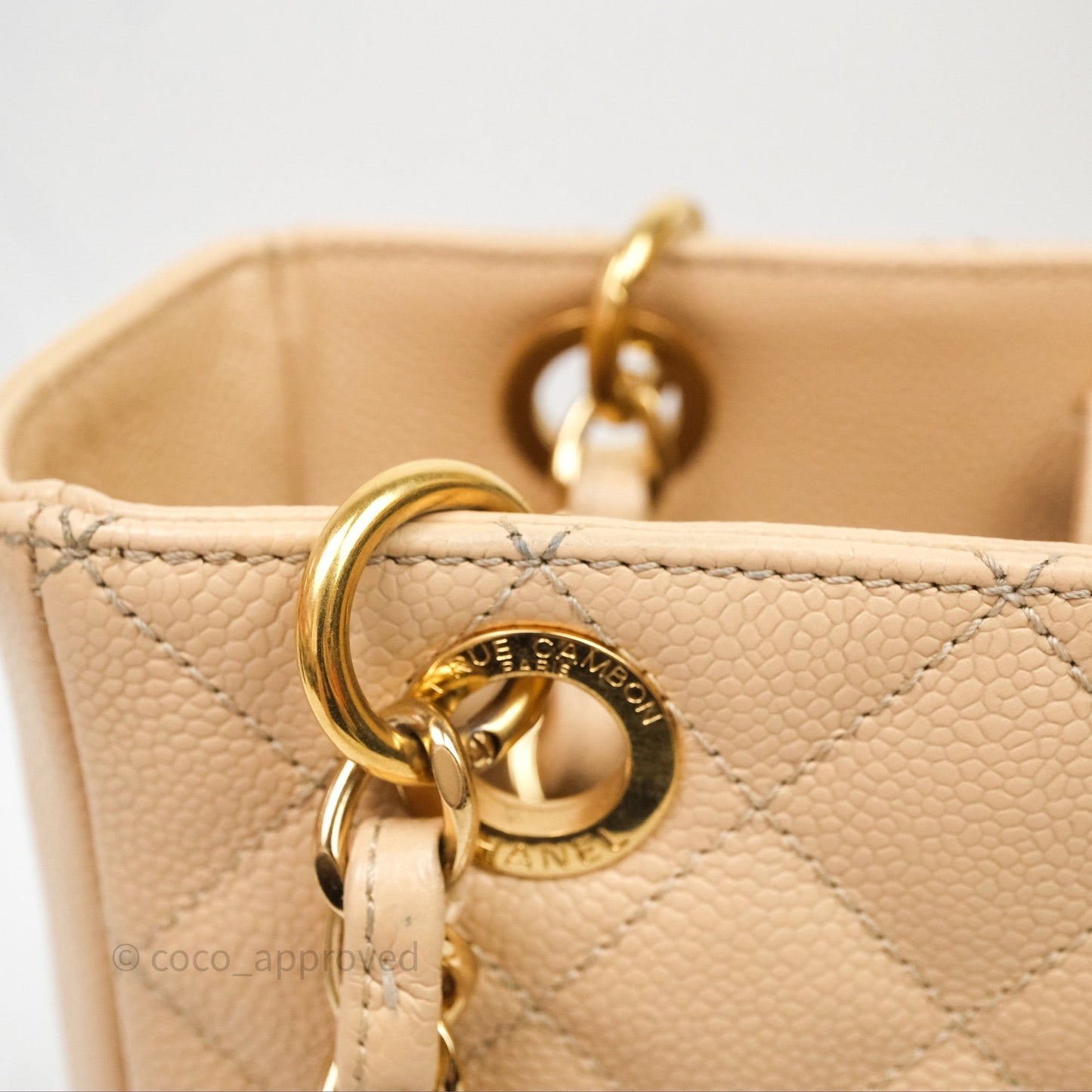 Chanel Vertical GST Beige Caviar Gold Hardware