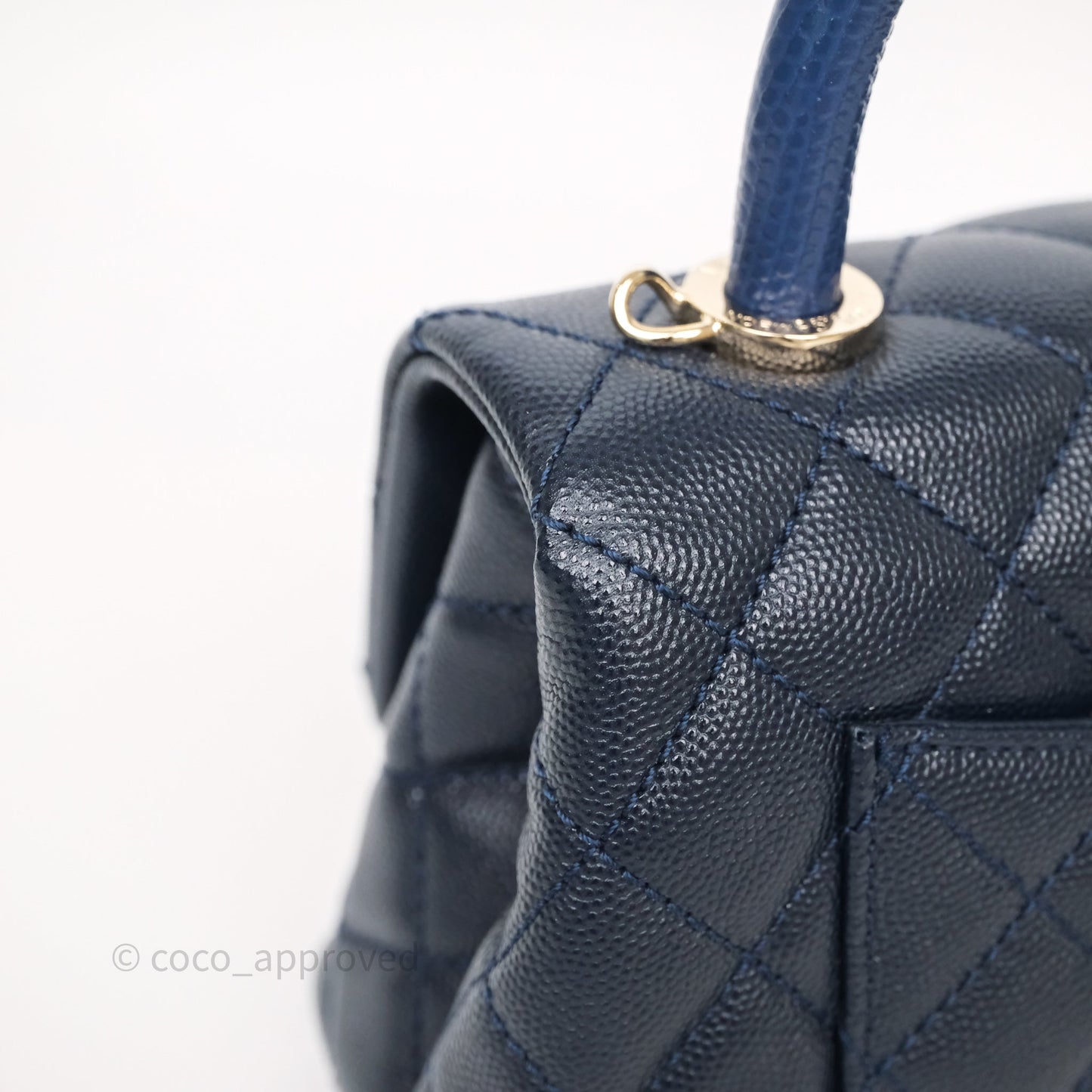 Chanel Mini Coco Handle Quilted Navy Caviar Gold Hardware