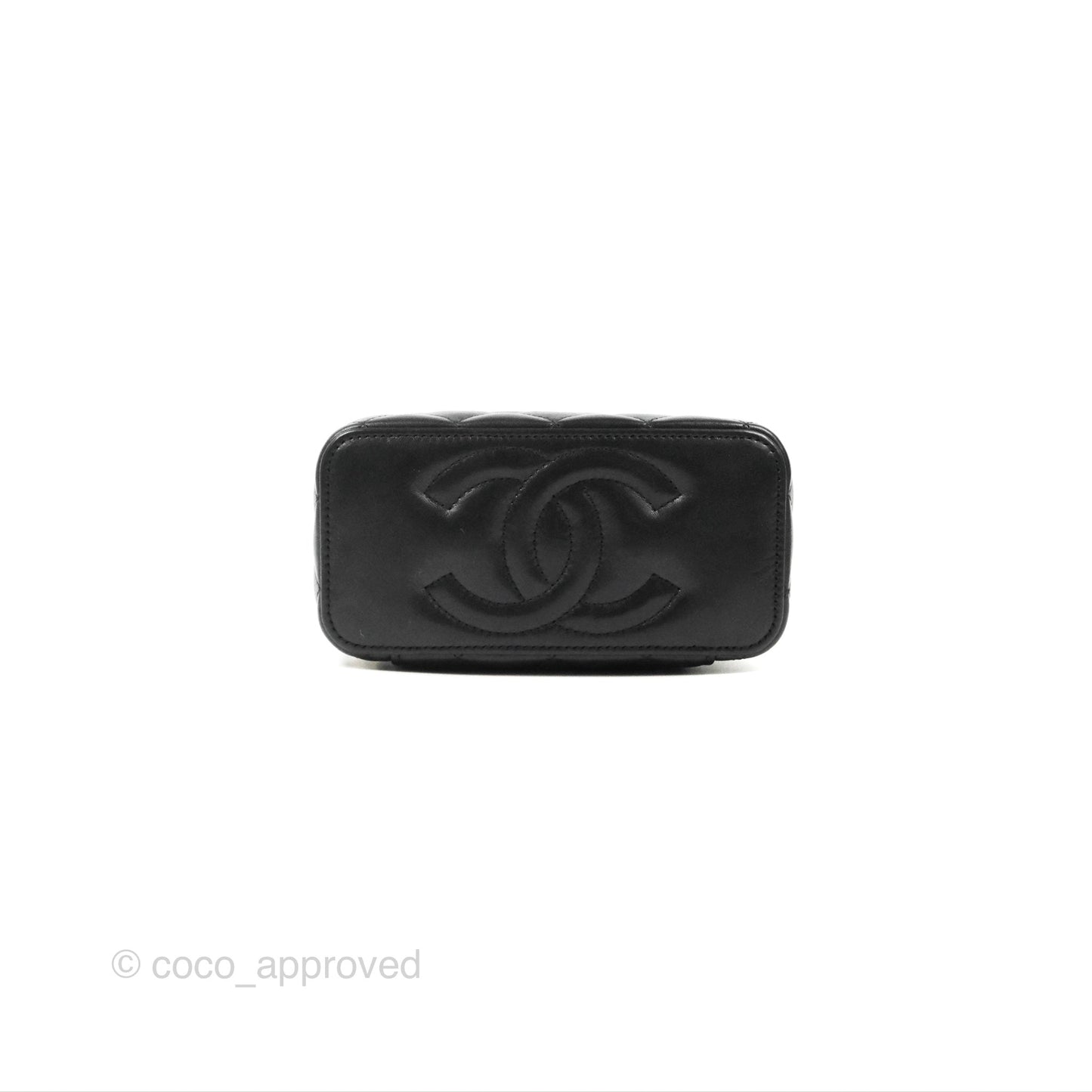 Chanel Vanity with Adjustable Chain Black Lambskin Aged Gold Hardware 22K