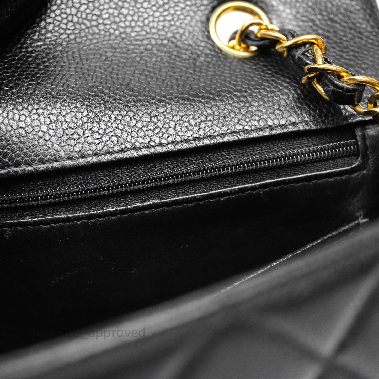 Chanel Vintage Medium Classic Diana Flap Bag Black Caviar 24K Gold Hardware