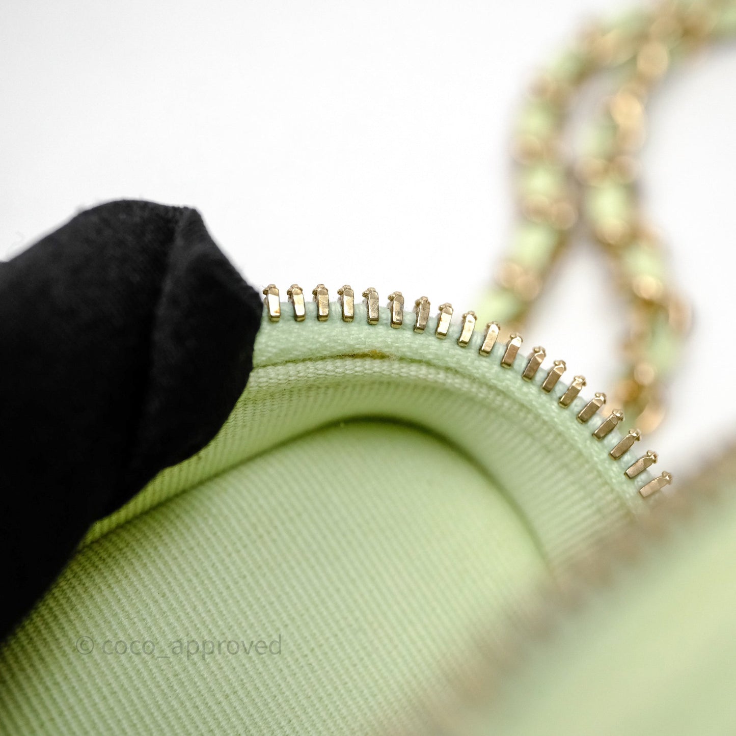 Chanel Quilted Mini Handle With Care Vanity Case With Chain Green Caviar Gold Hardware