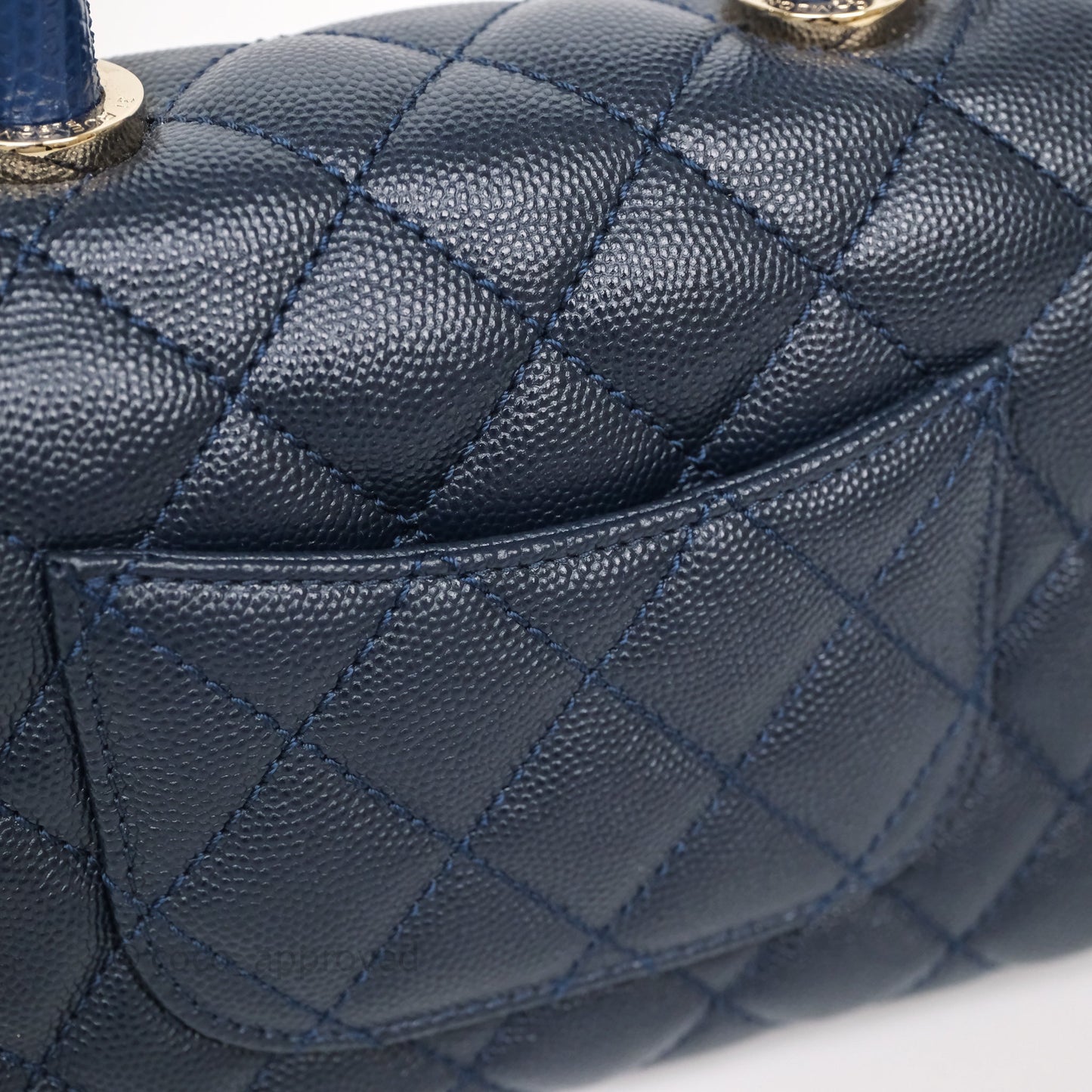 Chanel Mini Coco Handle Quilted Navy Caviar Gold Hardware