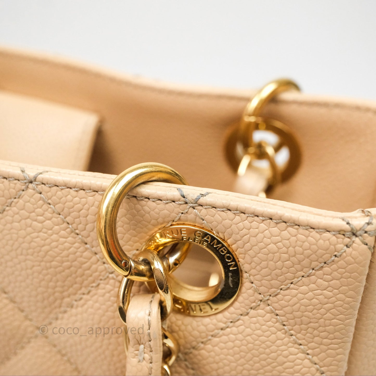 Chanel Vertical GST Beige Caviar Gold Hardware
